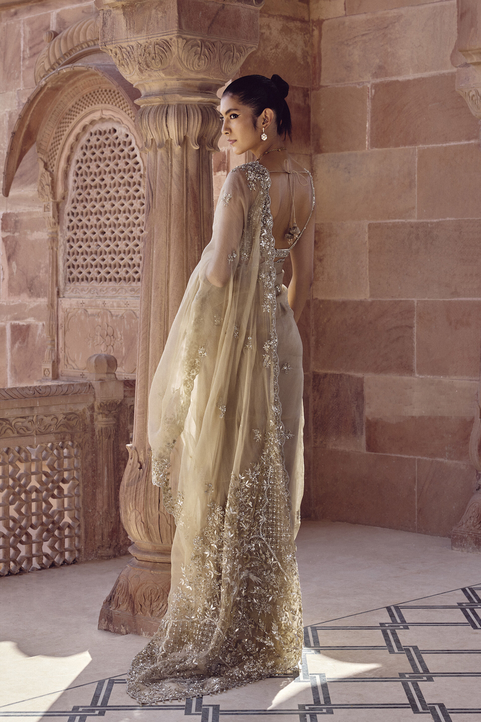 Sharvani Gota Patti Silk Saree - Gold, Gold, image 2