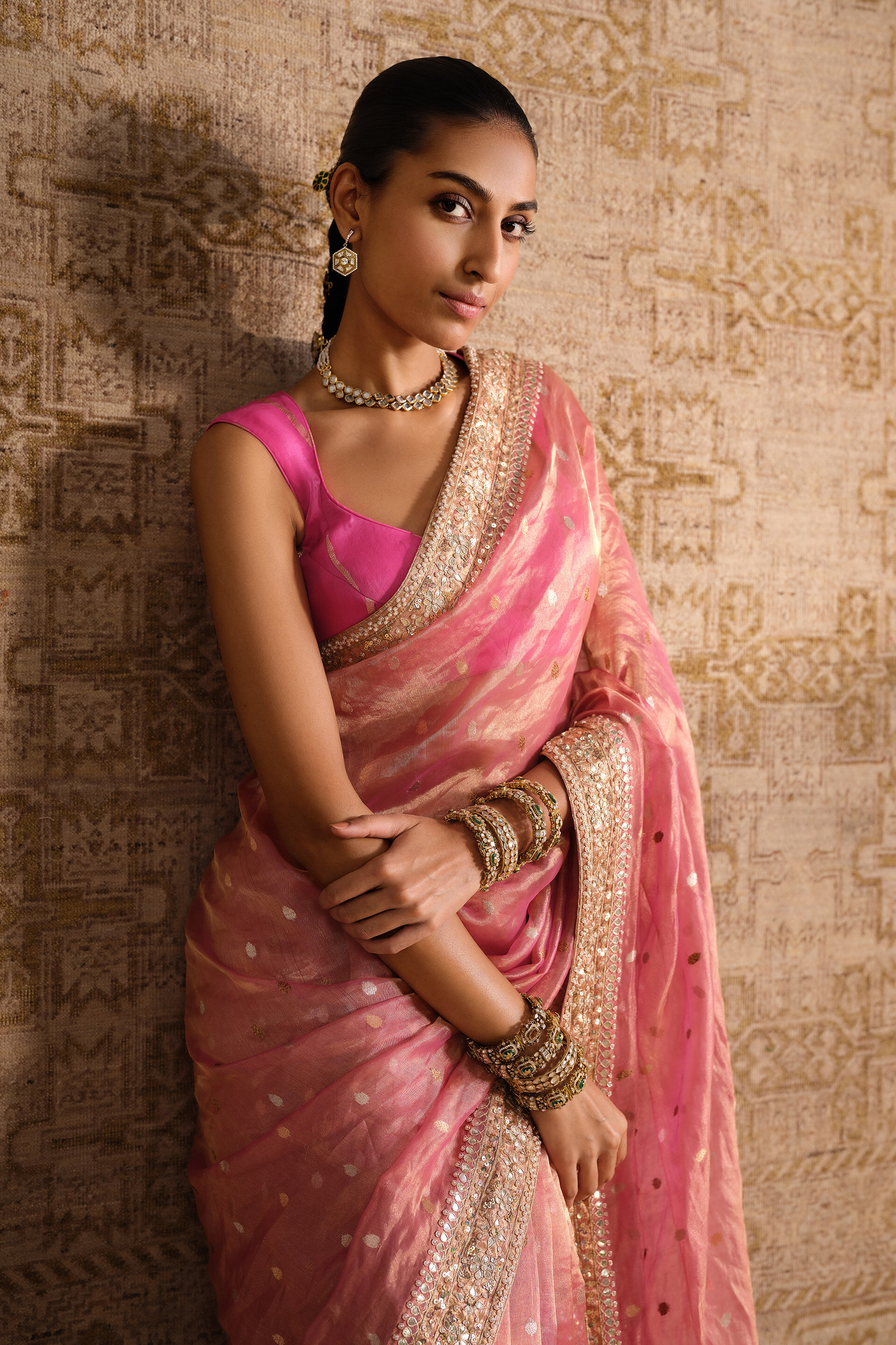 Anvaya Handwoven Benarasi Silk Saree - Blush, Blush, image 4