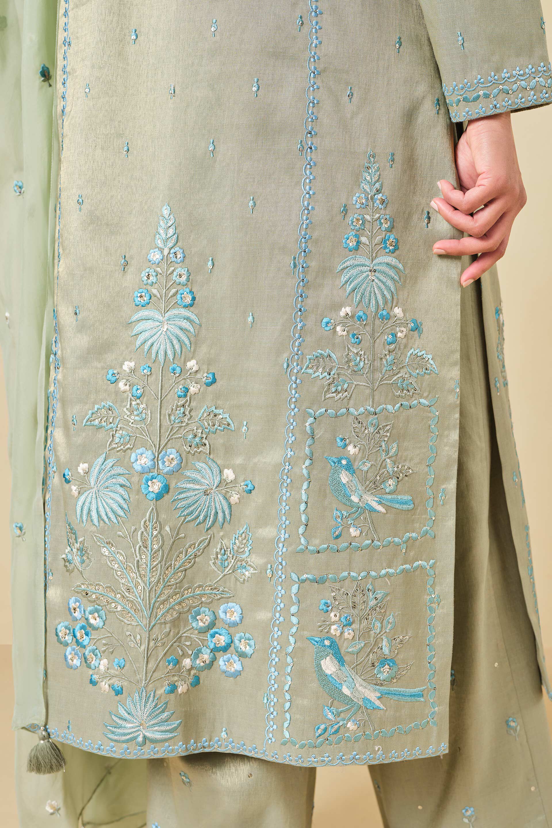 Ambudhi Embroidered Suit Set - Sage, Sage, image 5