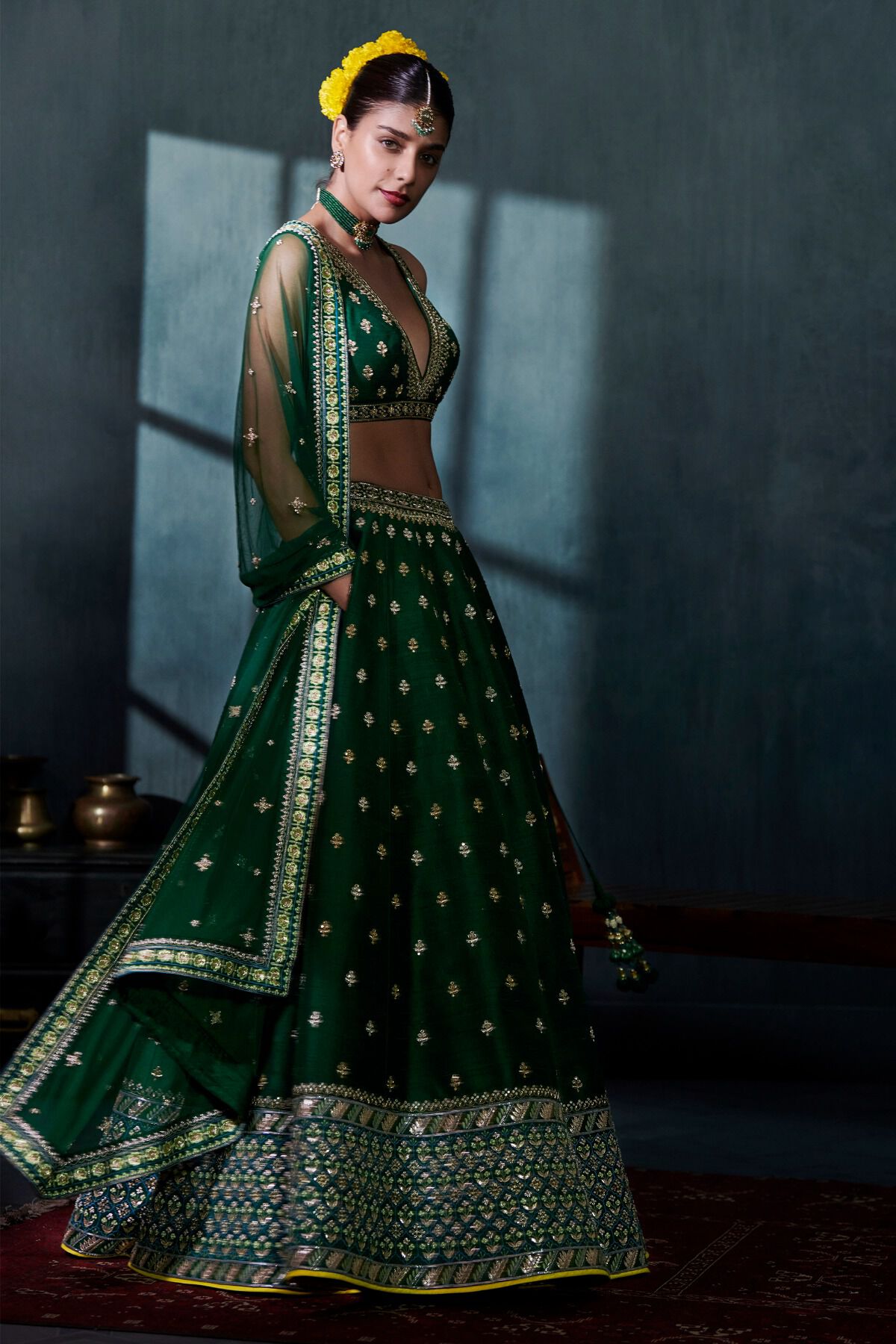 1 - Siya Lehenga Set &ndash; Emerald Green, image 1