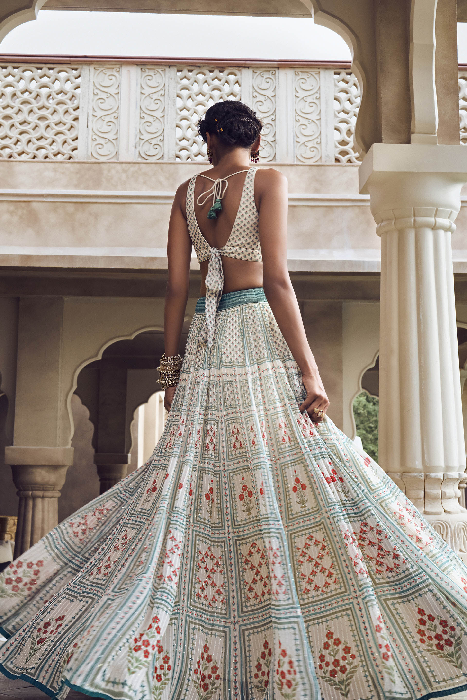 Dua Lehenga - Cream, Cream, image 3