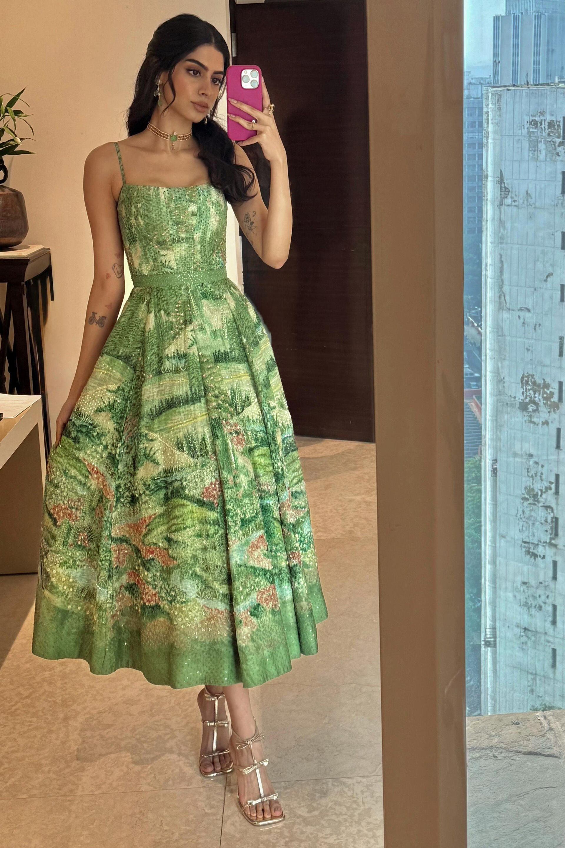 The Liveforest Silk Dress - Green