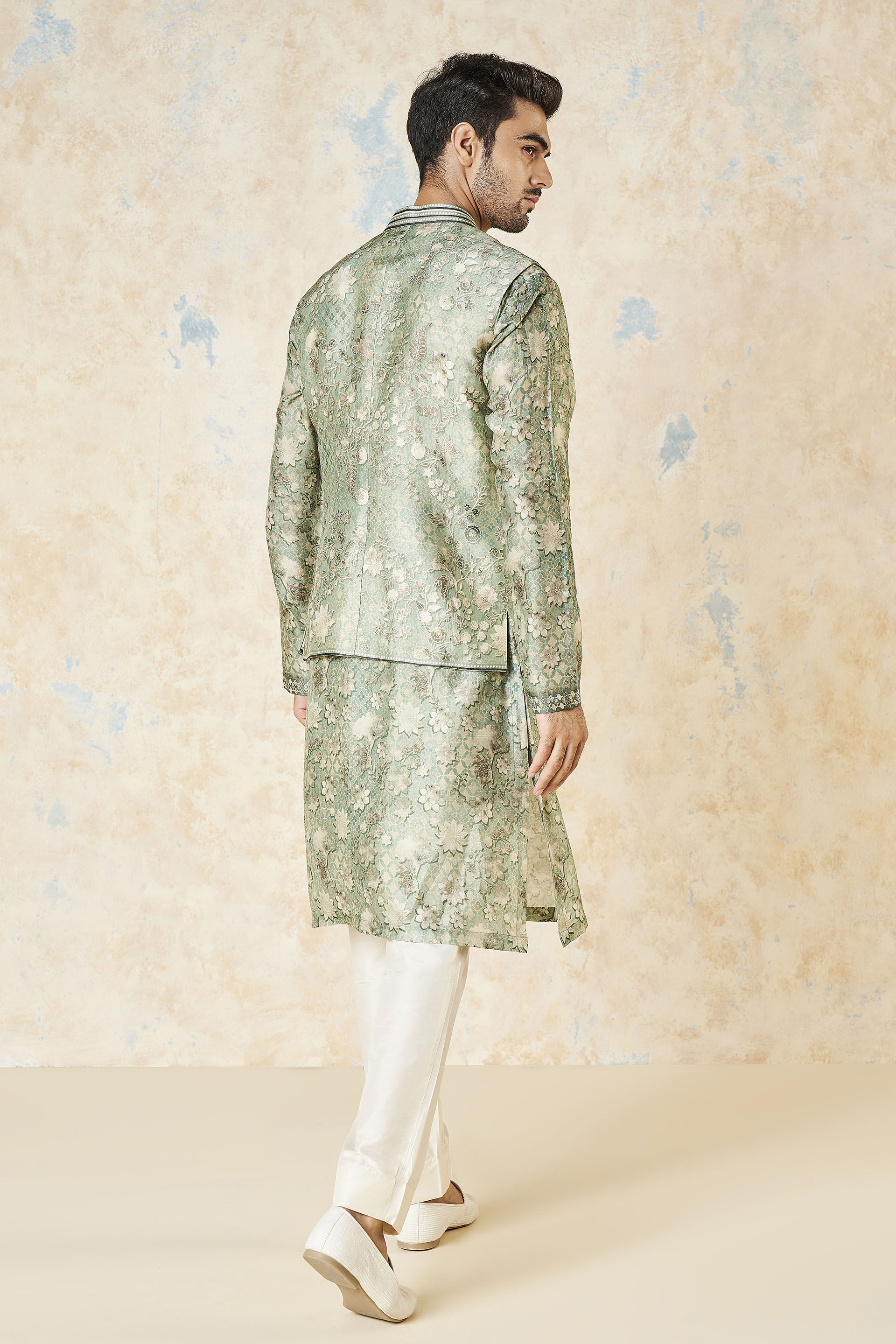 Bhramar Nehru Jacket - Sage, Sage, image 3