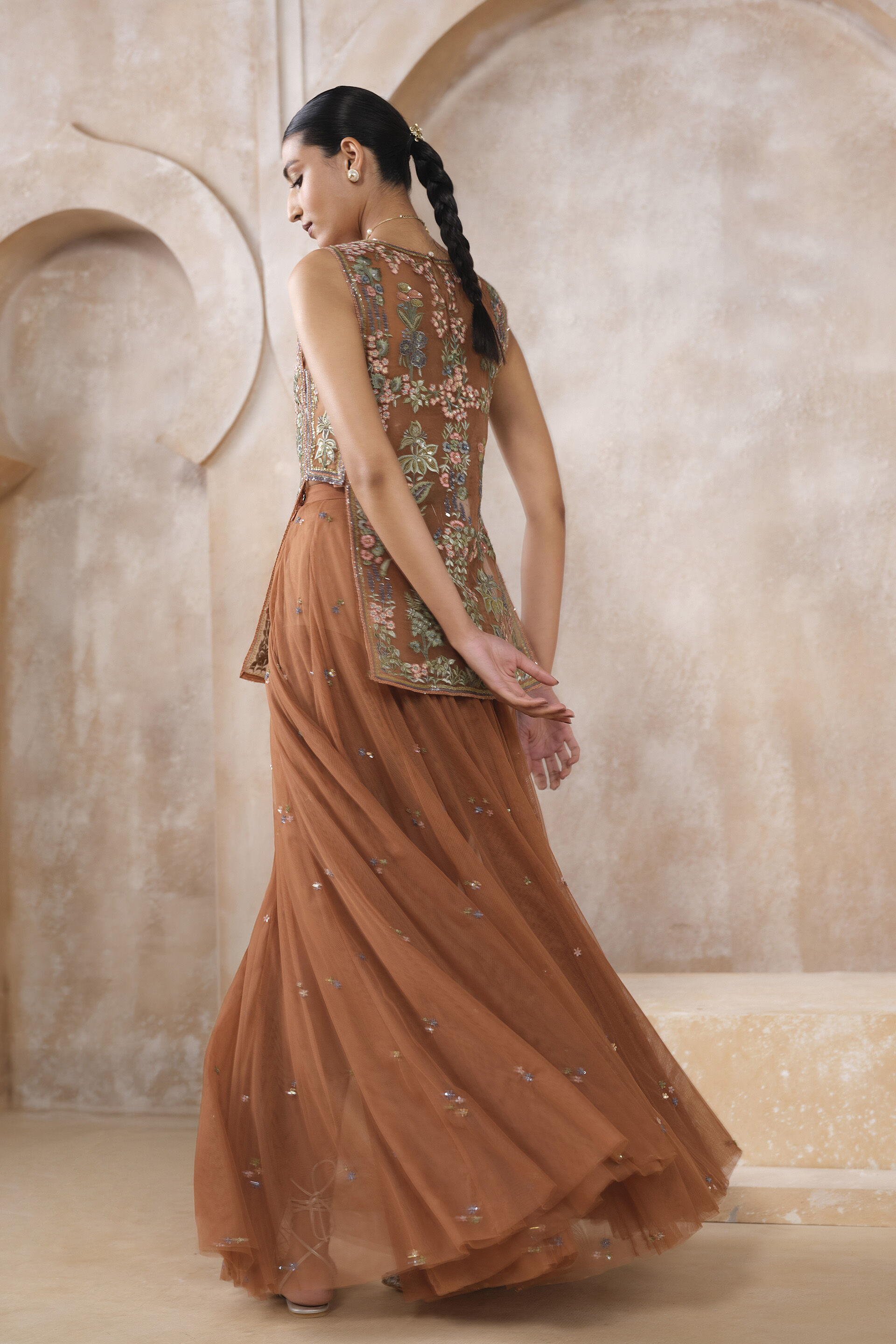 Aiza Embroidered Skirt Set - Brown, Brown, image 4
