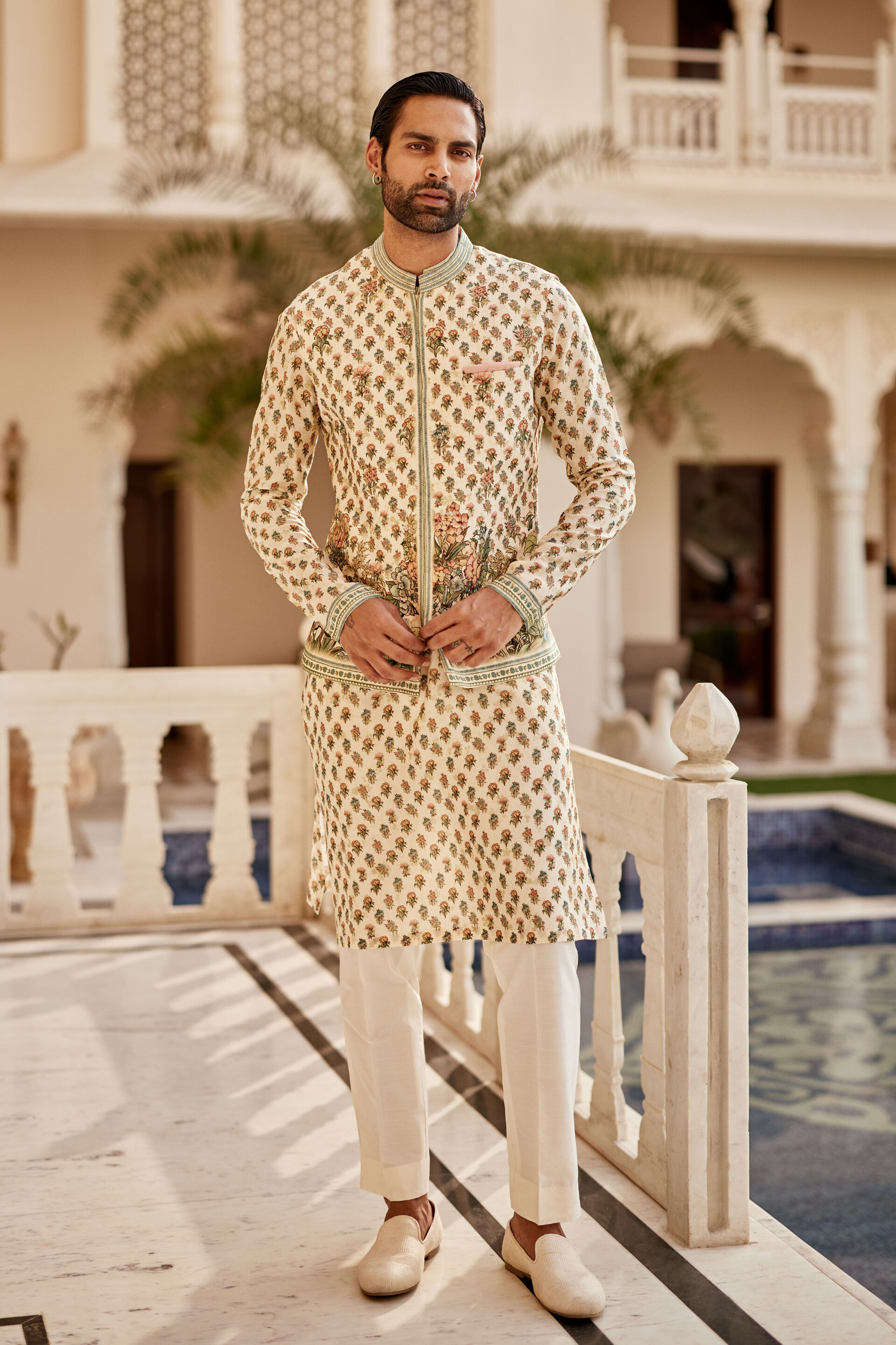 Edhas Silk Nehru Jacket - Cream