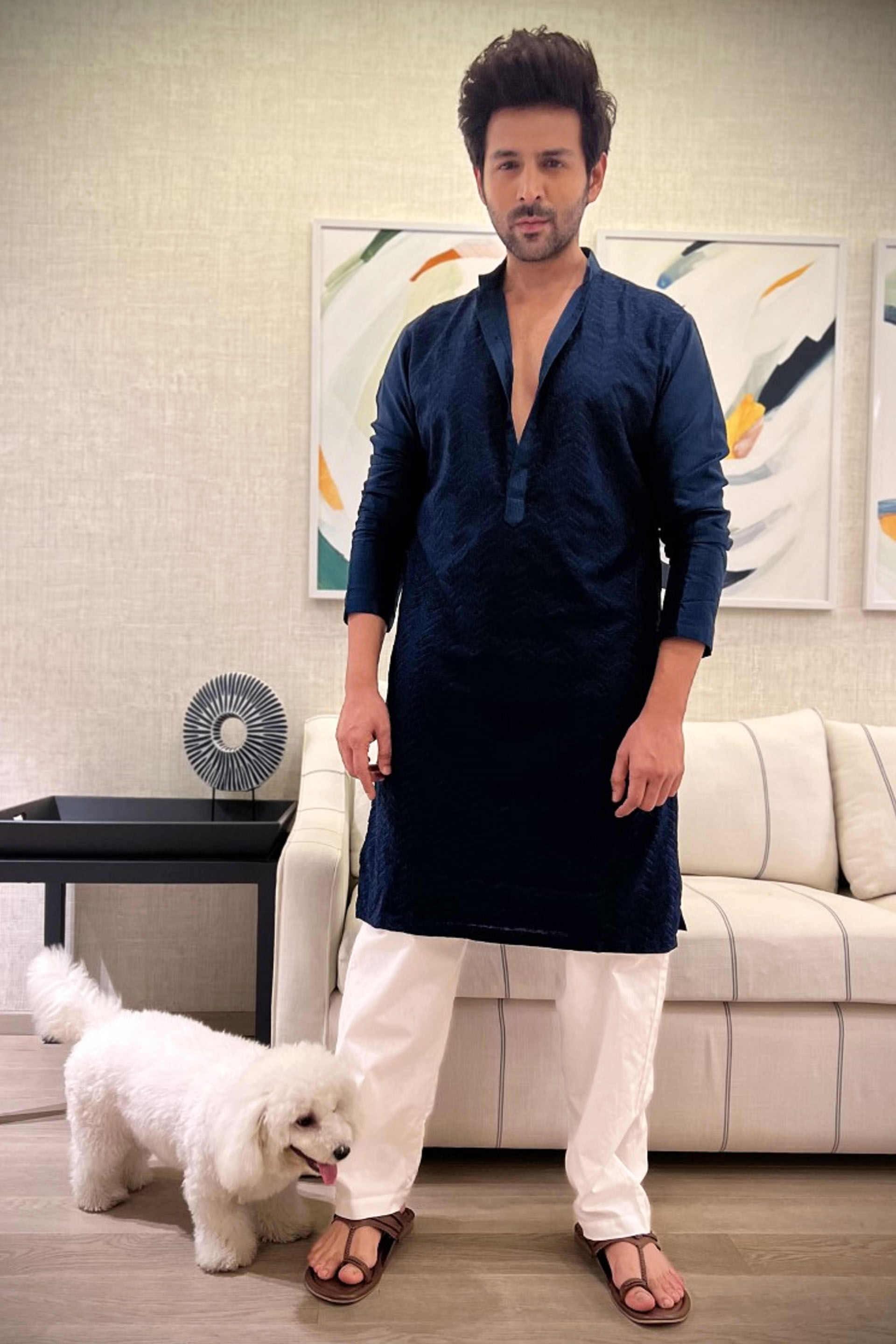 Gulzar Kurta - Navy, , image 1