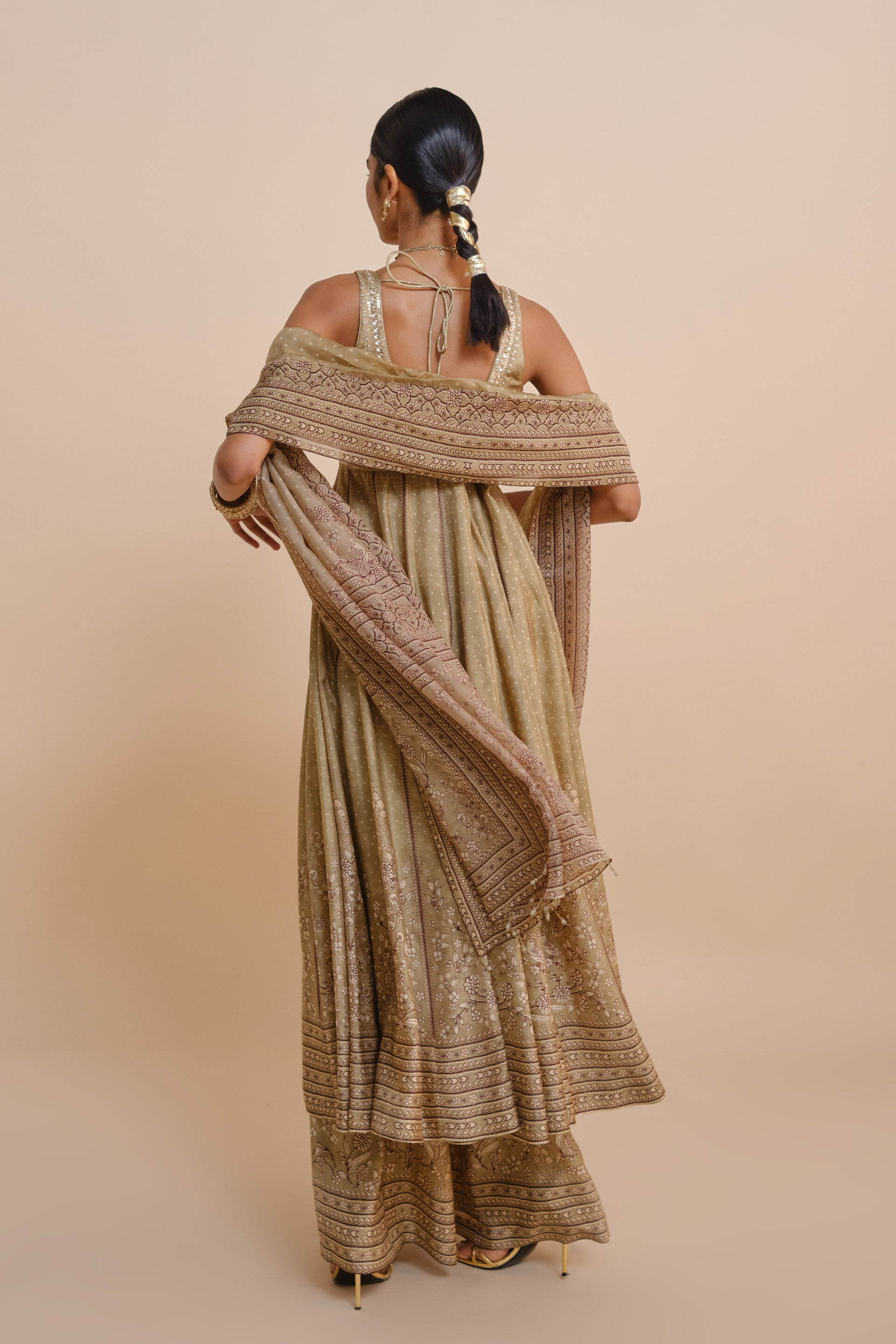 Rimaza Anarkali Silk Set - Sage