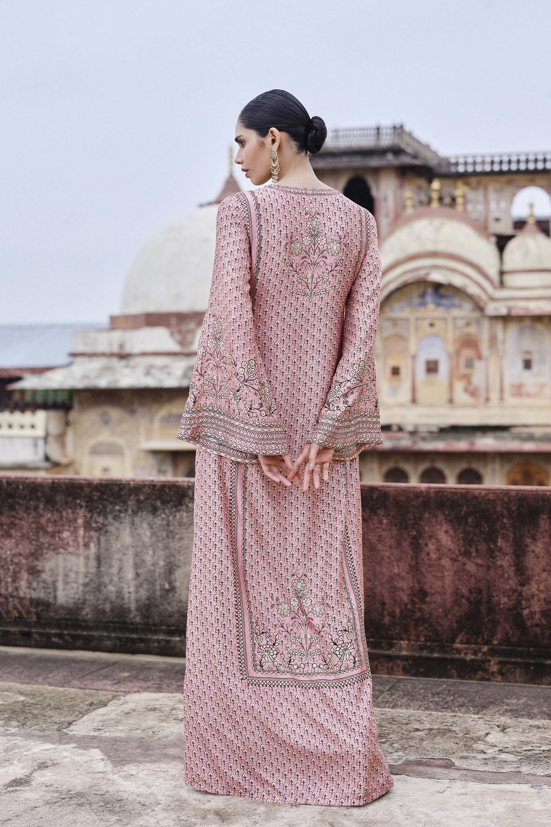 Alara Embroidered Mul Kaftan - Blush, Blush, image 2