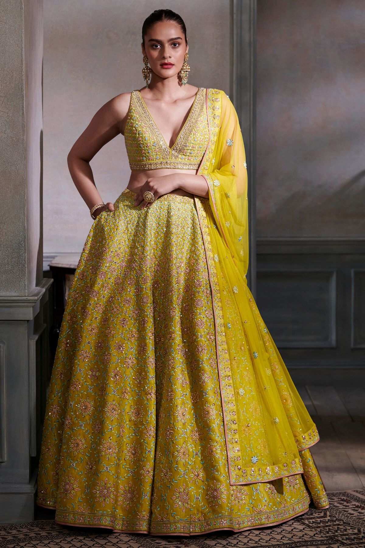 Dharvi Lehenga Set - Lime