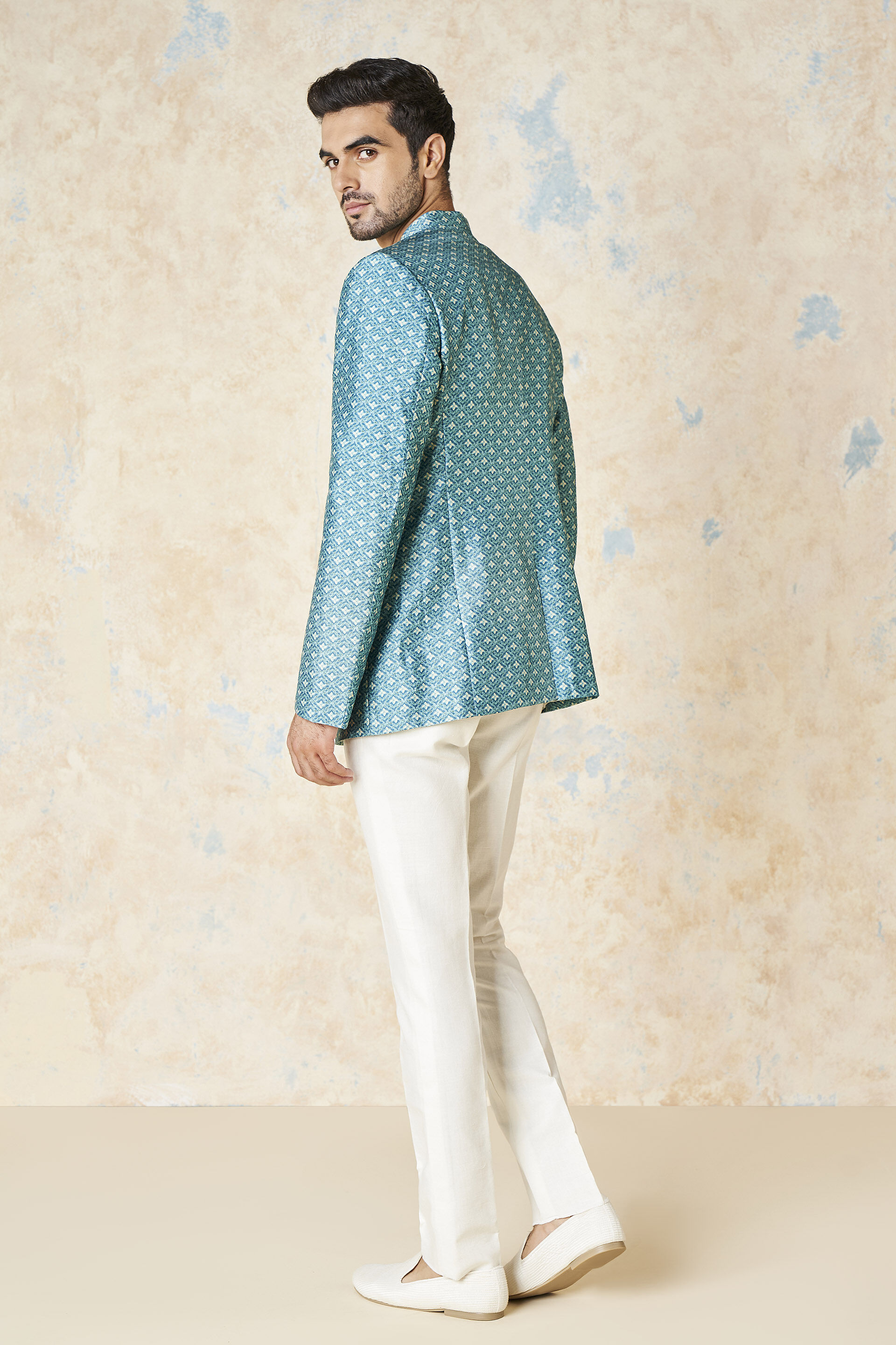 Asad Silk Bandhgala - Blue, Blue, image 3