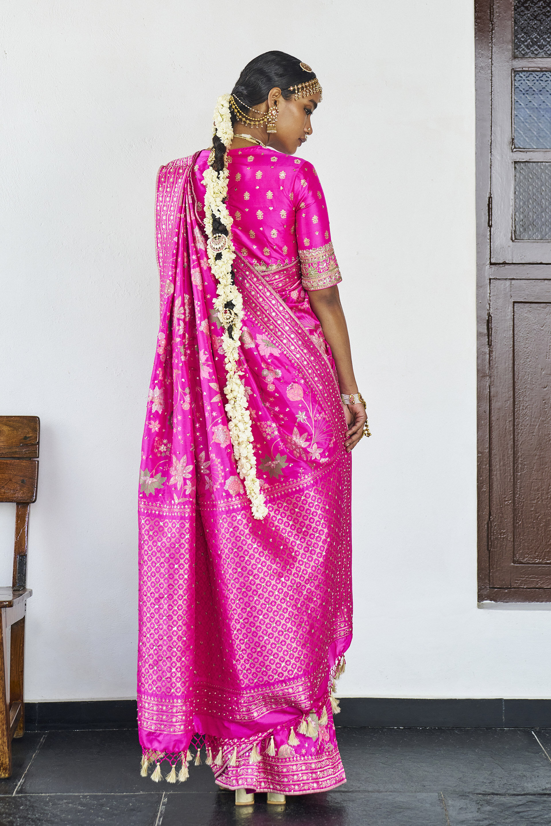 Sringara Benarasi Silk Saree - Pink, Hot Pink, image 2