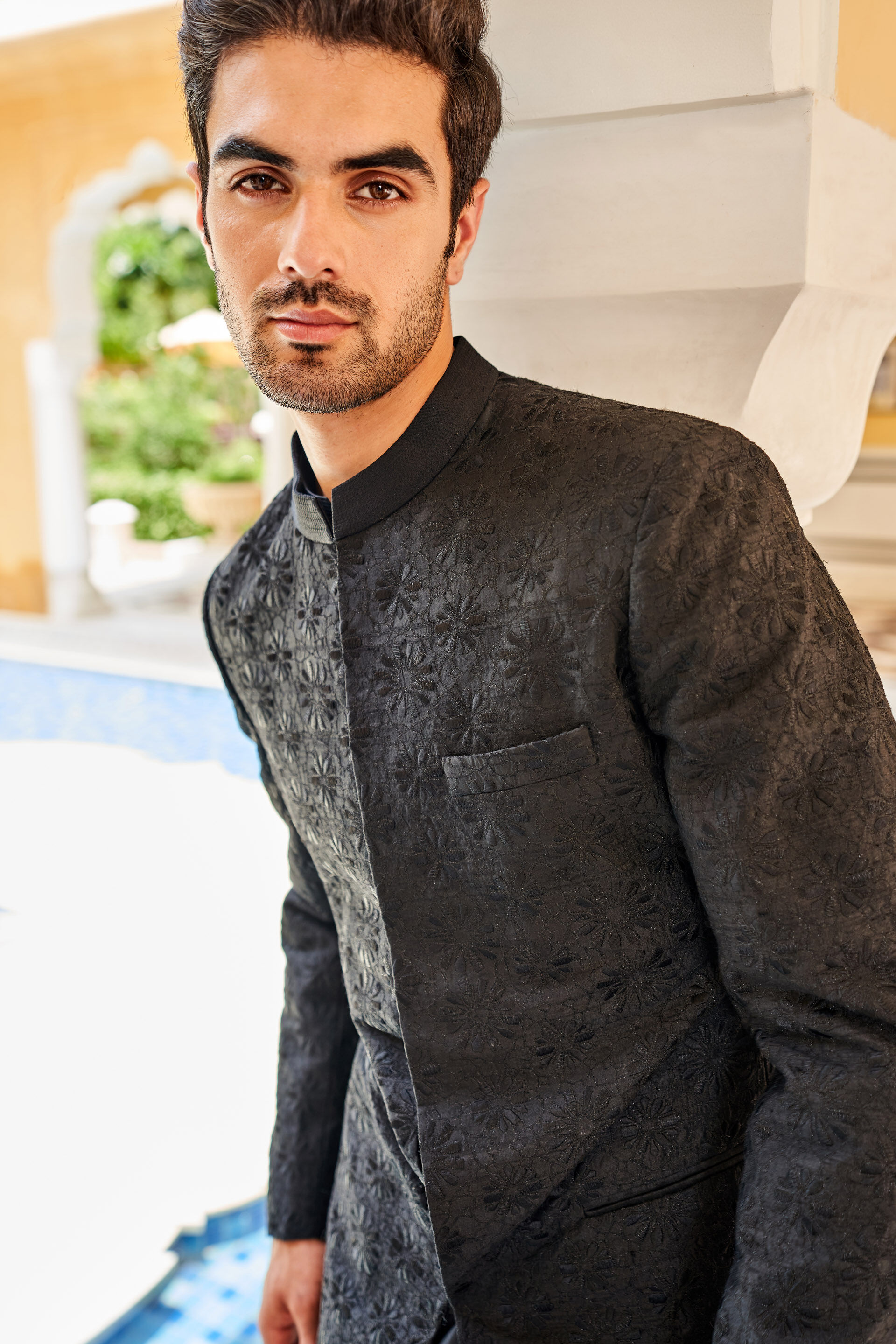 Black bandhgala blazer hot sale