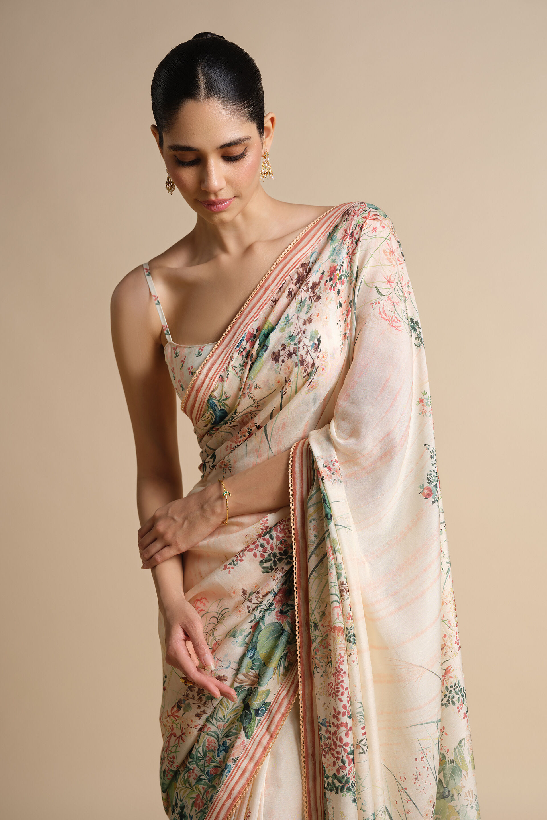 Komakal Printed Silk Saree - Ivory, Ivory, image 4