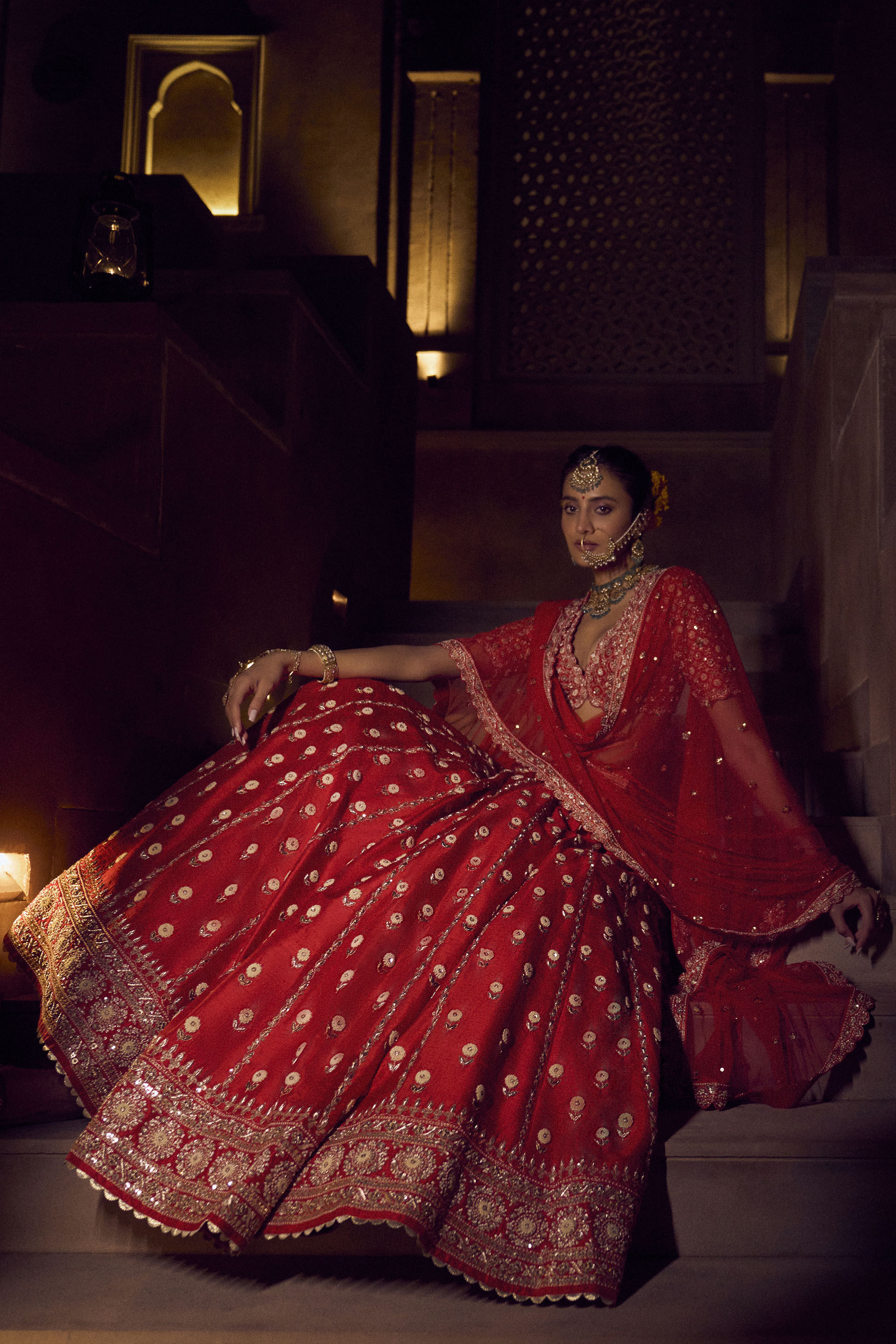 Gul Bano Lehenga - Red