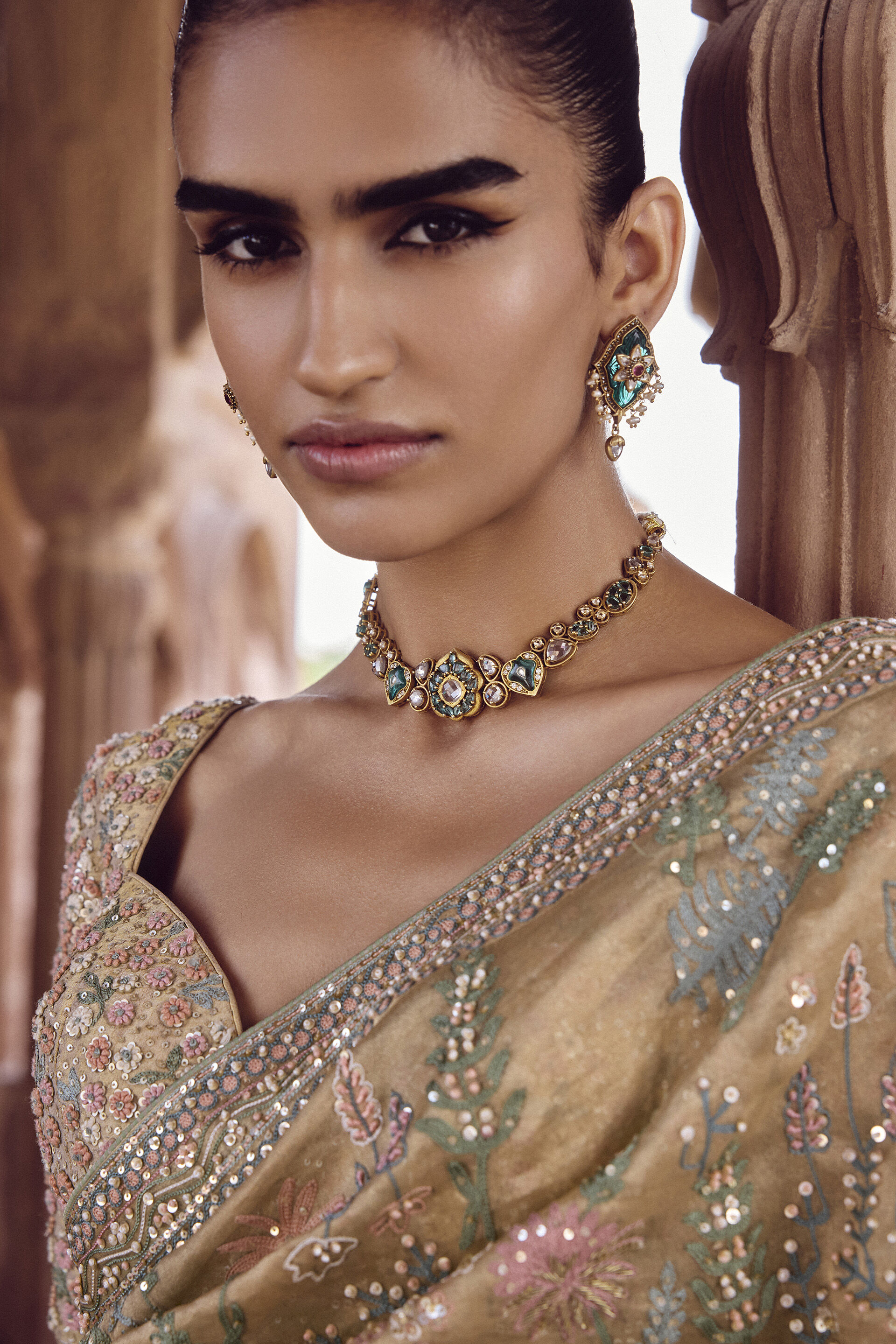 Sahuri Embroidered Silk Saree - Gold, Gold, image 6