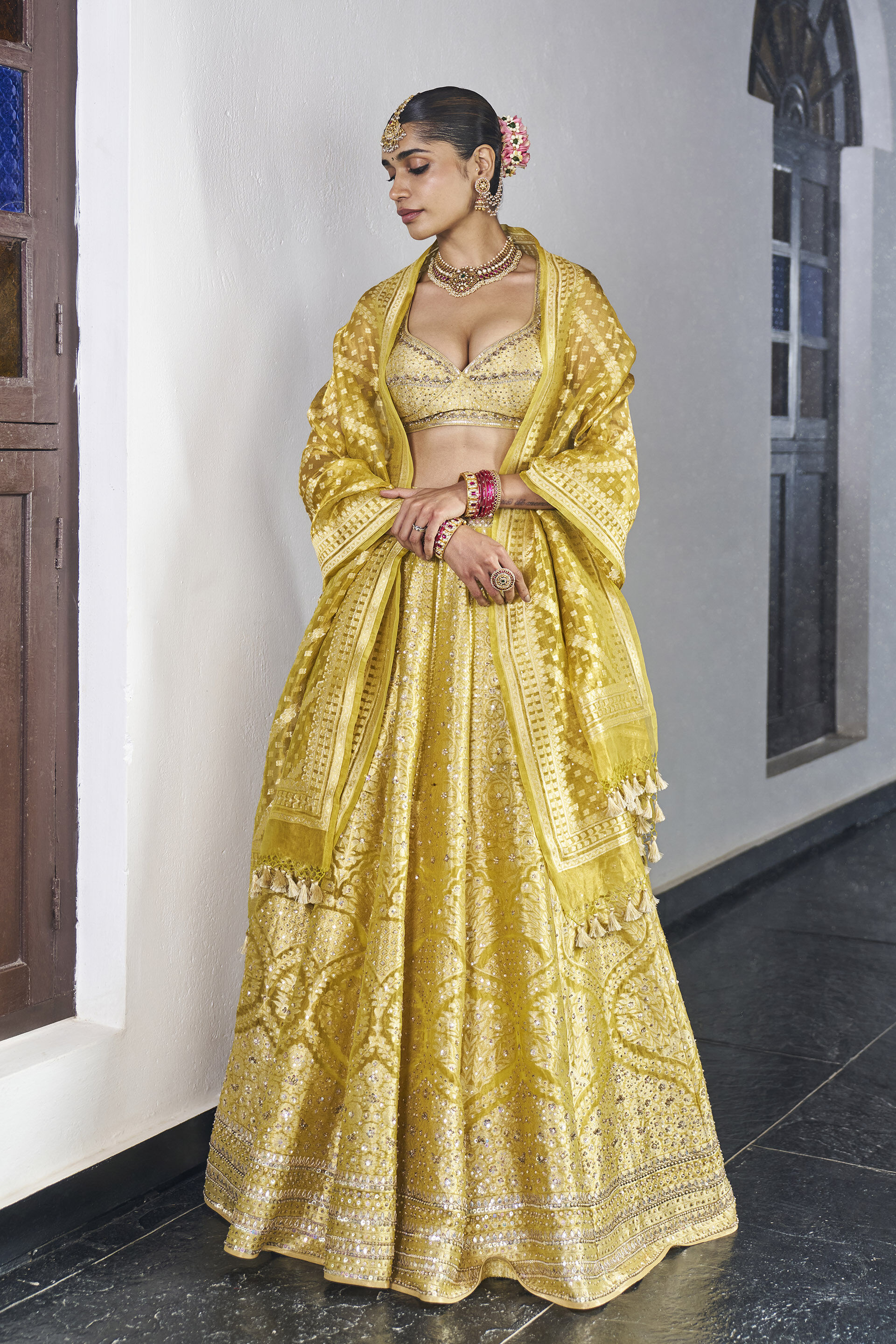 Ishq Benarasi Silk Lehenga Set - Yellow
