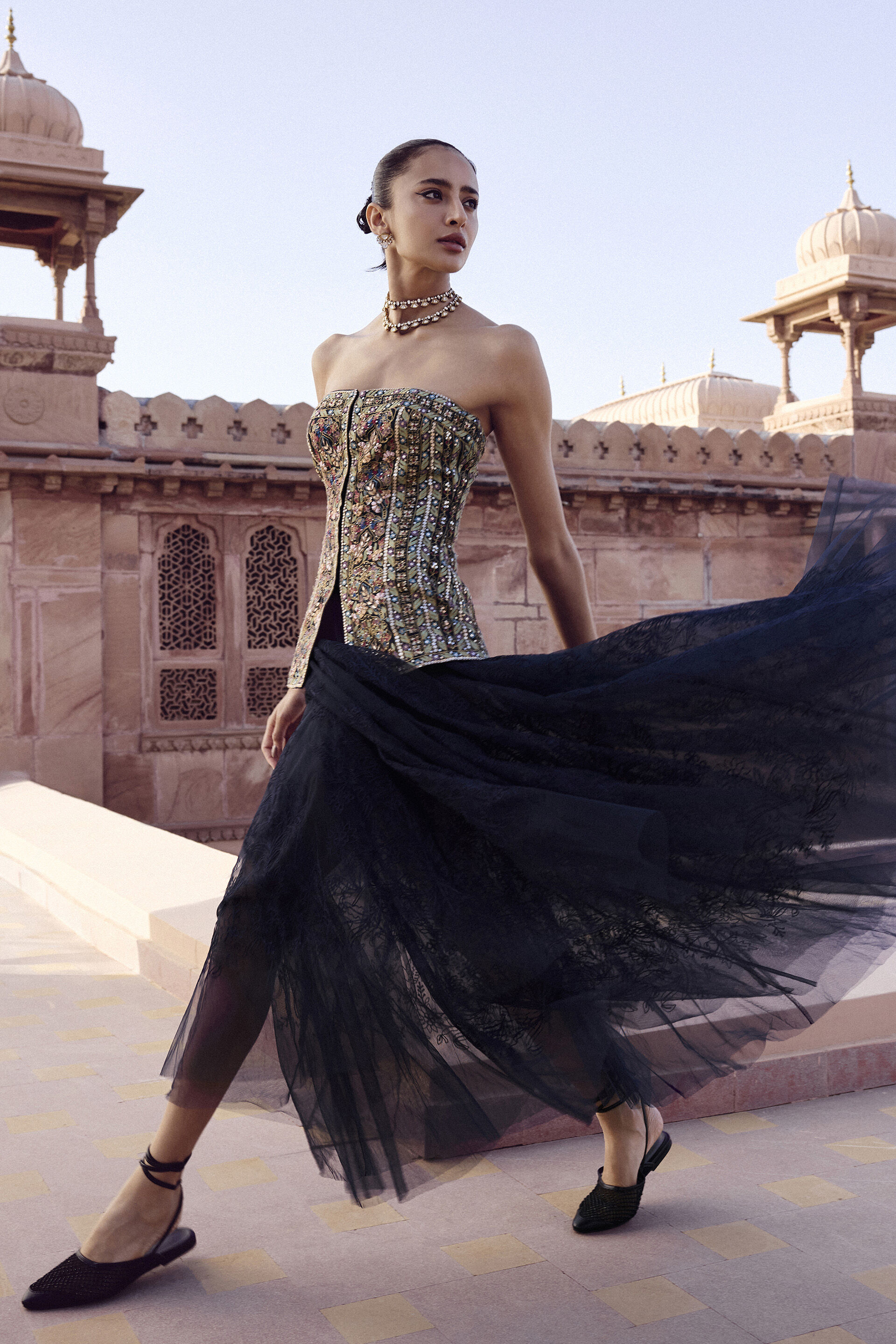 Alesha Embroidered Skirt Set - Navy Blue, Navy, image 6