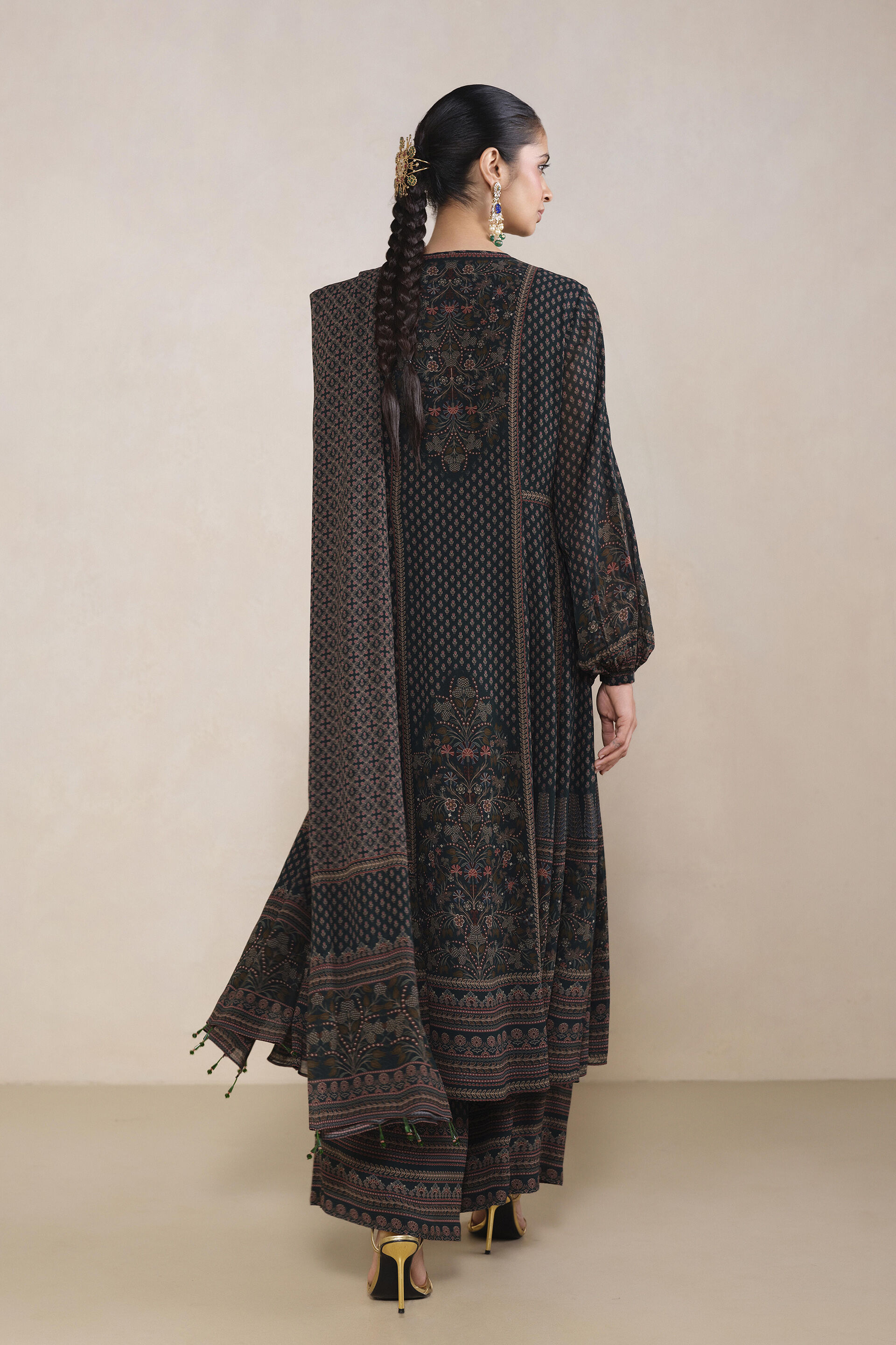 Diya Printed Suit Set in Green