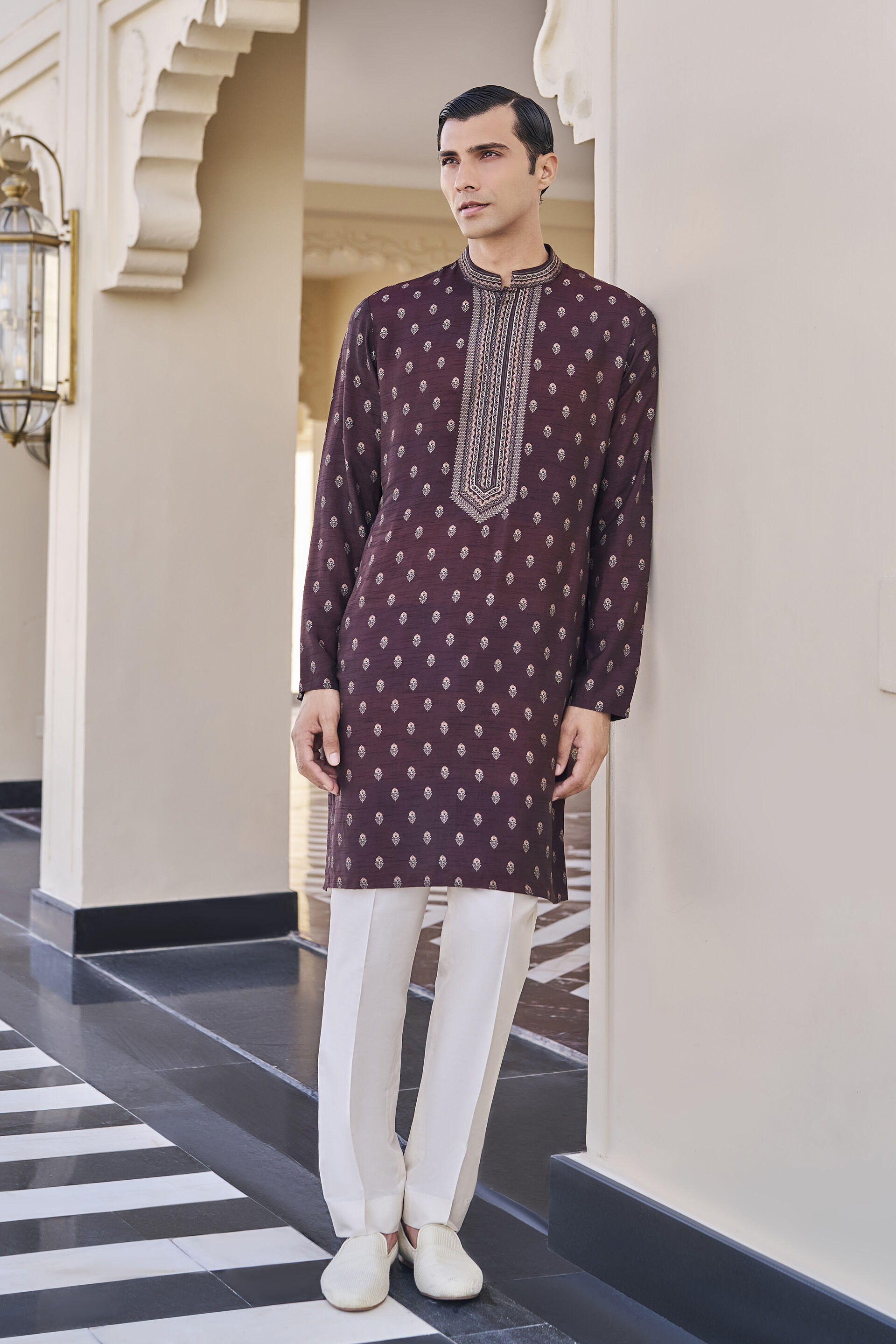 Advay Wine Kurta, Wine, image 1