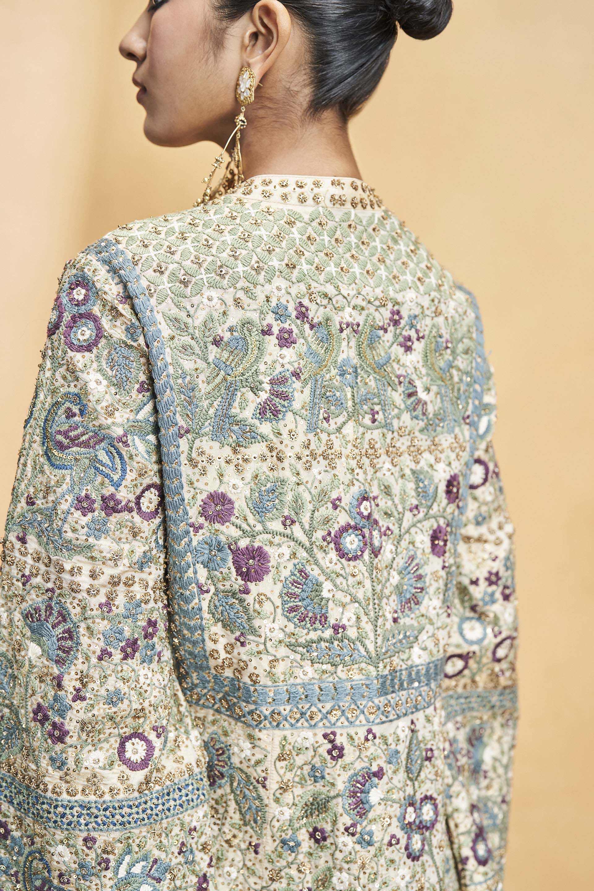 Flora and Fauna Zari Kurta Set - Gold, Gold, image 9