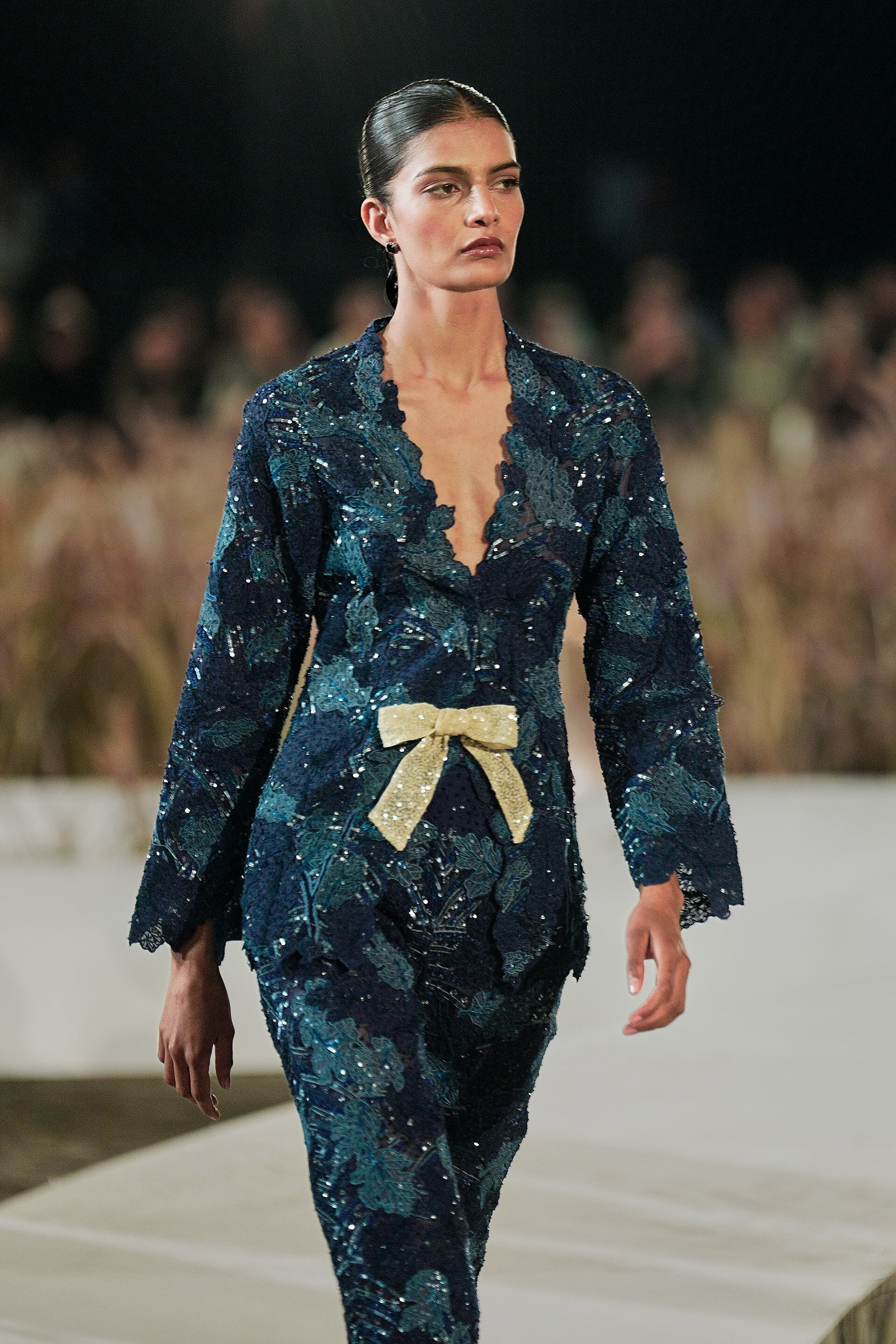 Elysora Embroidered Silk Jacket Set - Blue