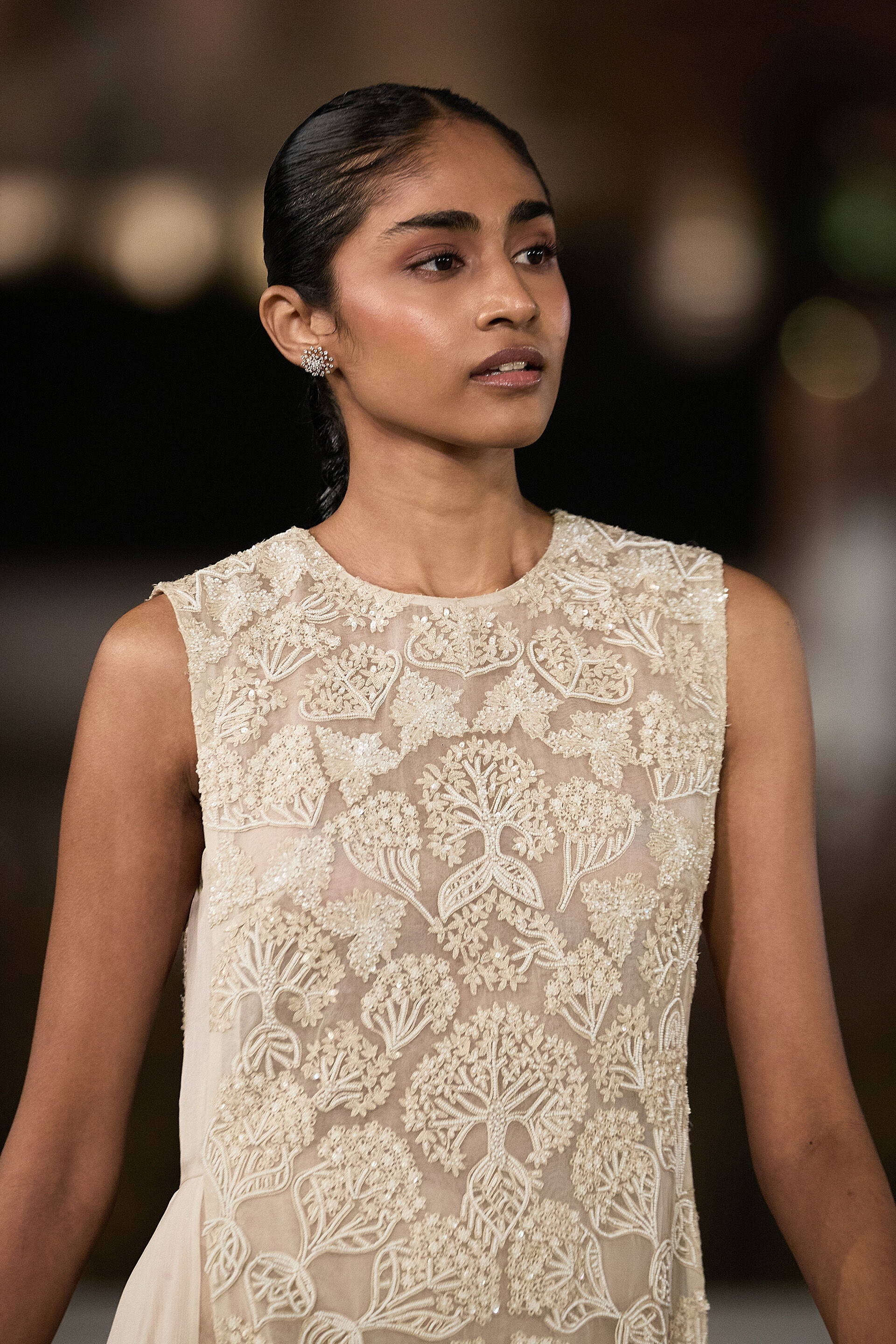 Calliandra Embroidered Silk Tabard Set - Ivory, Ivory, image 4