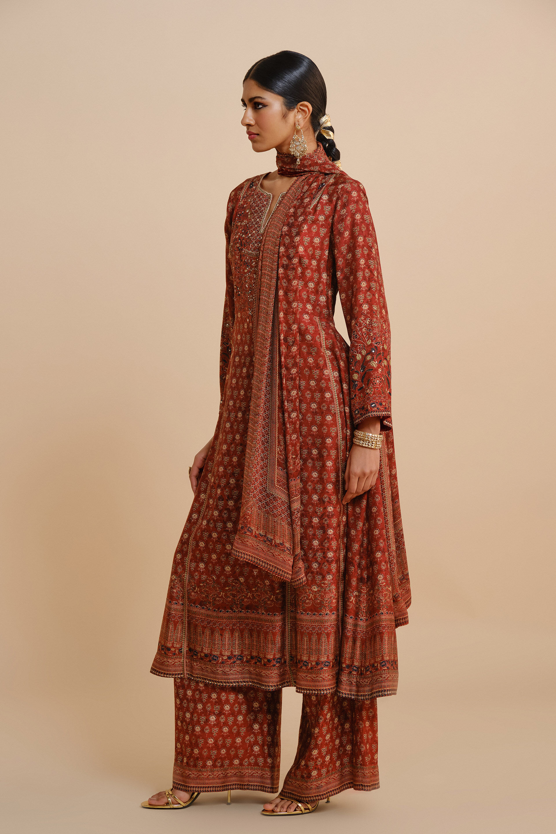 Emira Silk Suit Set - RUST, Rust, image 3