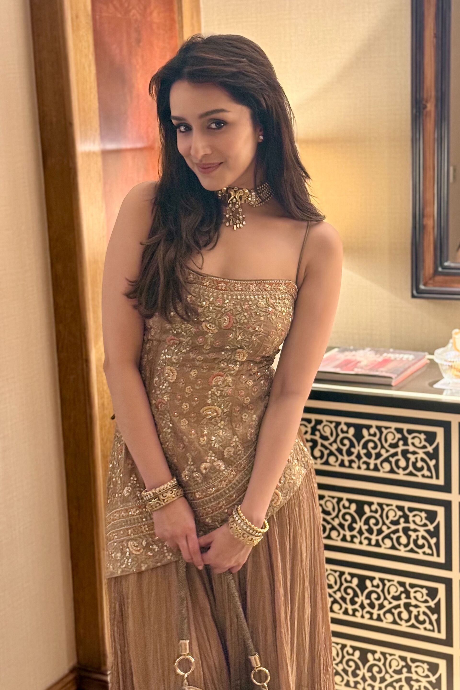 Naushaba Embroidered Sharara Set - Gold