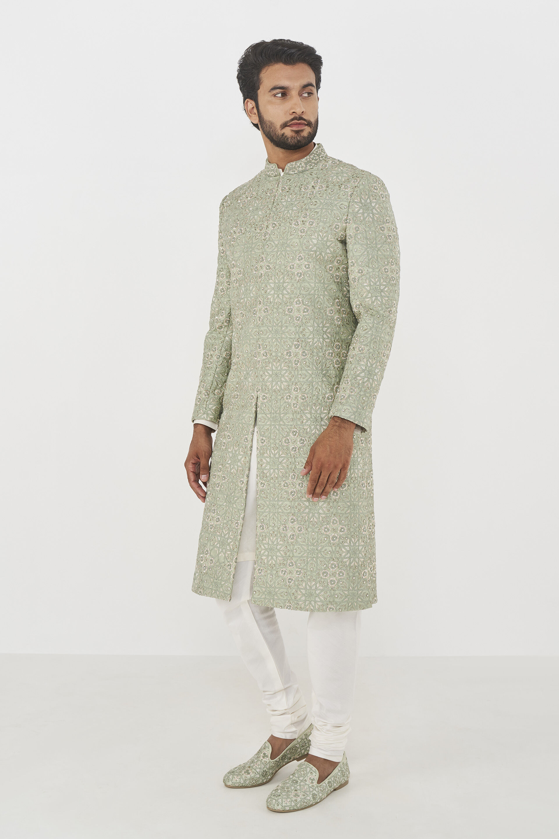 Aadel Sherwani - Sage Green, , image 3