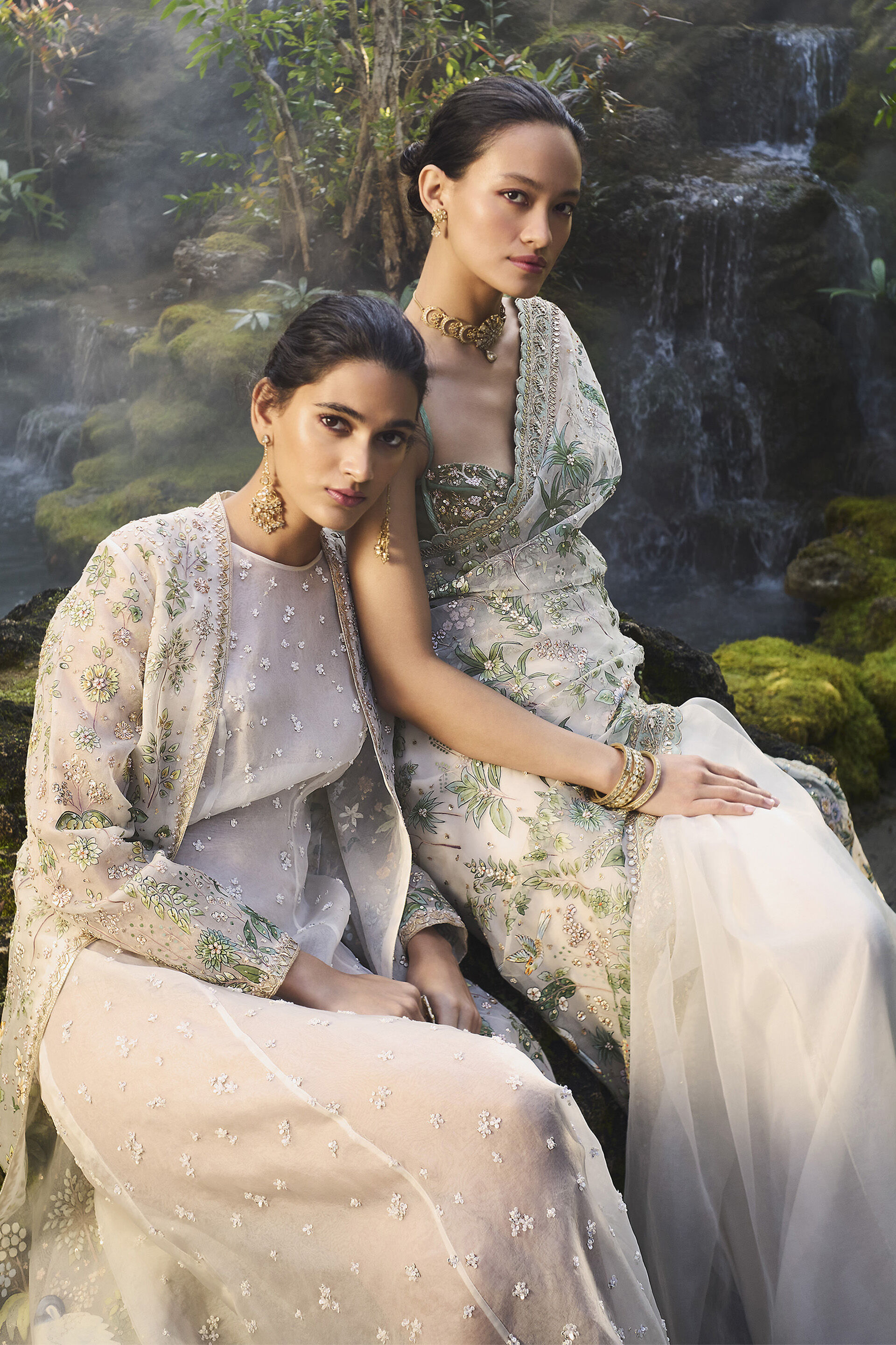 Shajar Hand-painted Pichhwai Silk Jacket Set - Ivory, Ivory, image 11