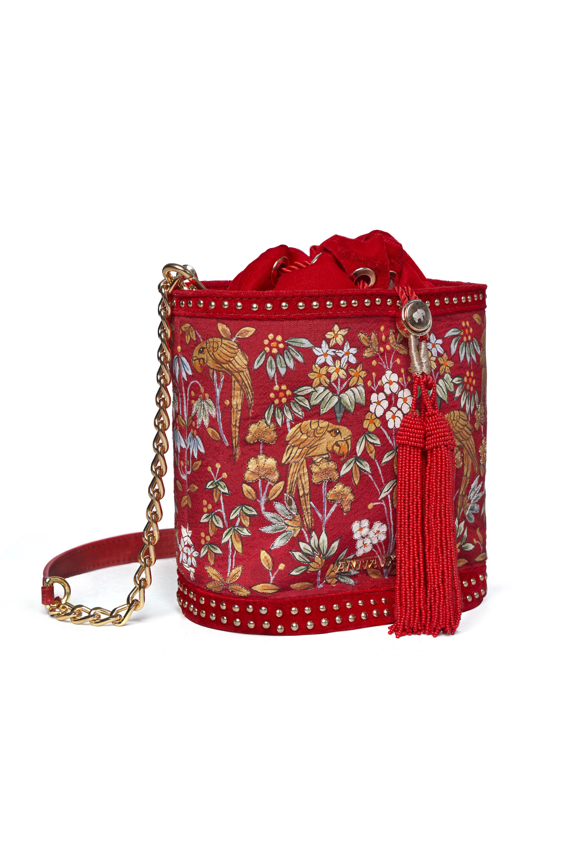 Pichhwai Bucket Bag - Scarlet Red, Red, image 12