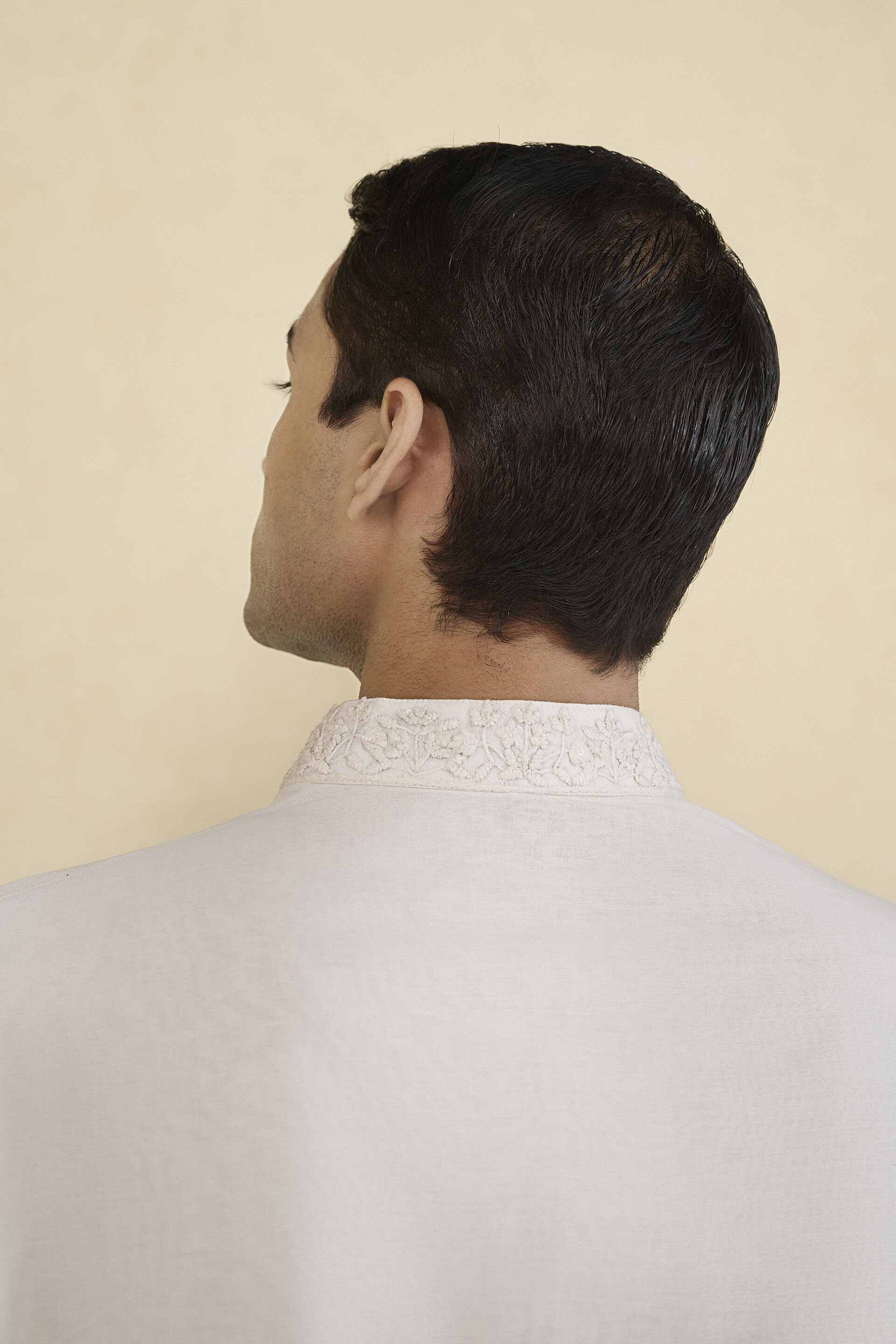 Isharv Embroidered Chanderi Silk Kurta - Ivory, Ivory, image 5