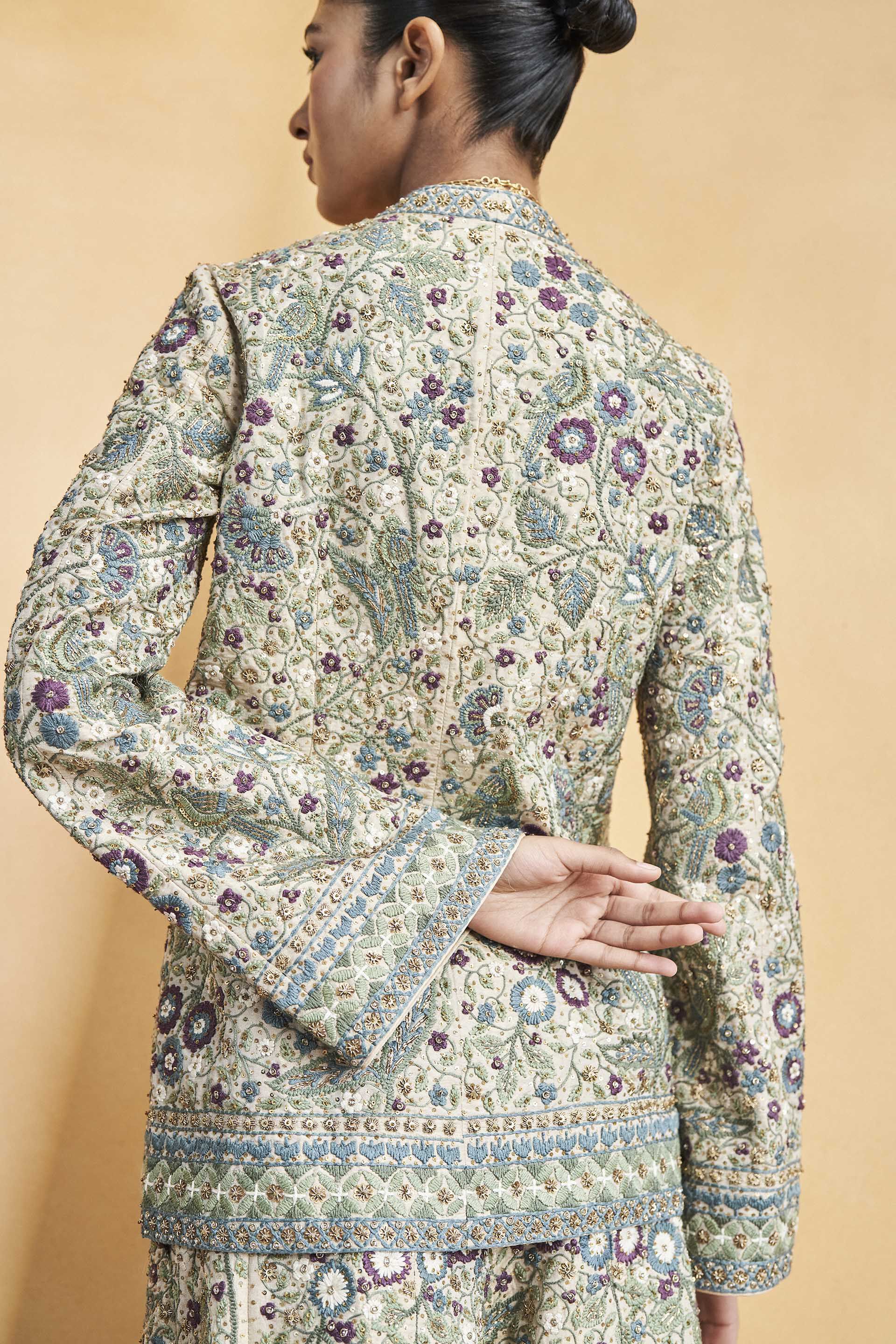 Flora and Fauna Zari Pant Set - Gold, Gold, image 5