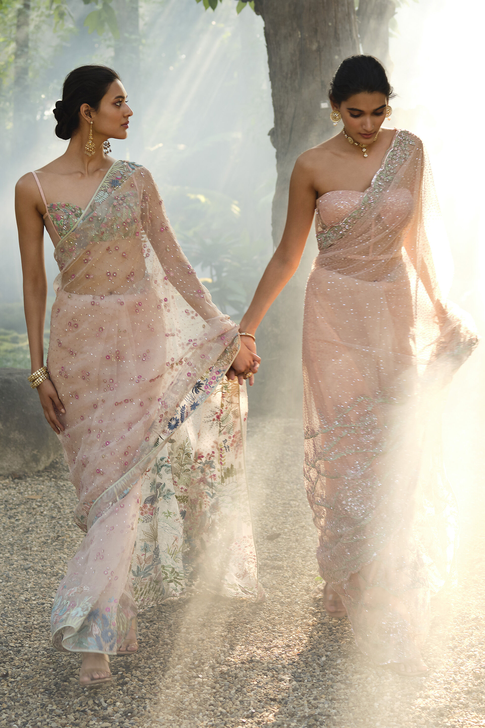 Roseway Embroidered Saree - Blush, Multi Color, image 4