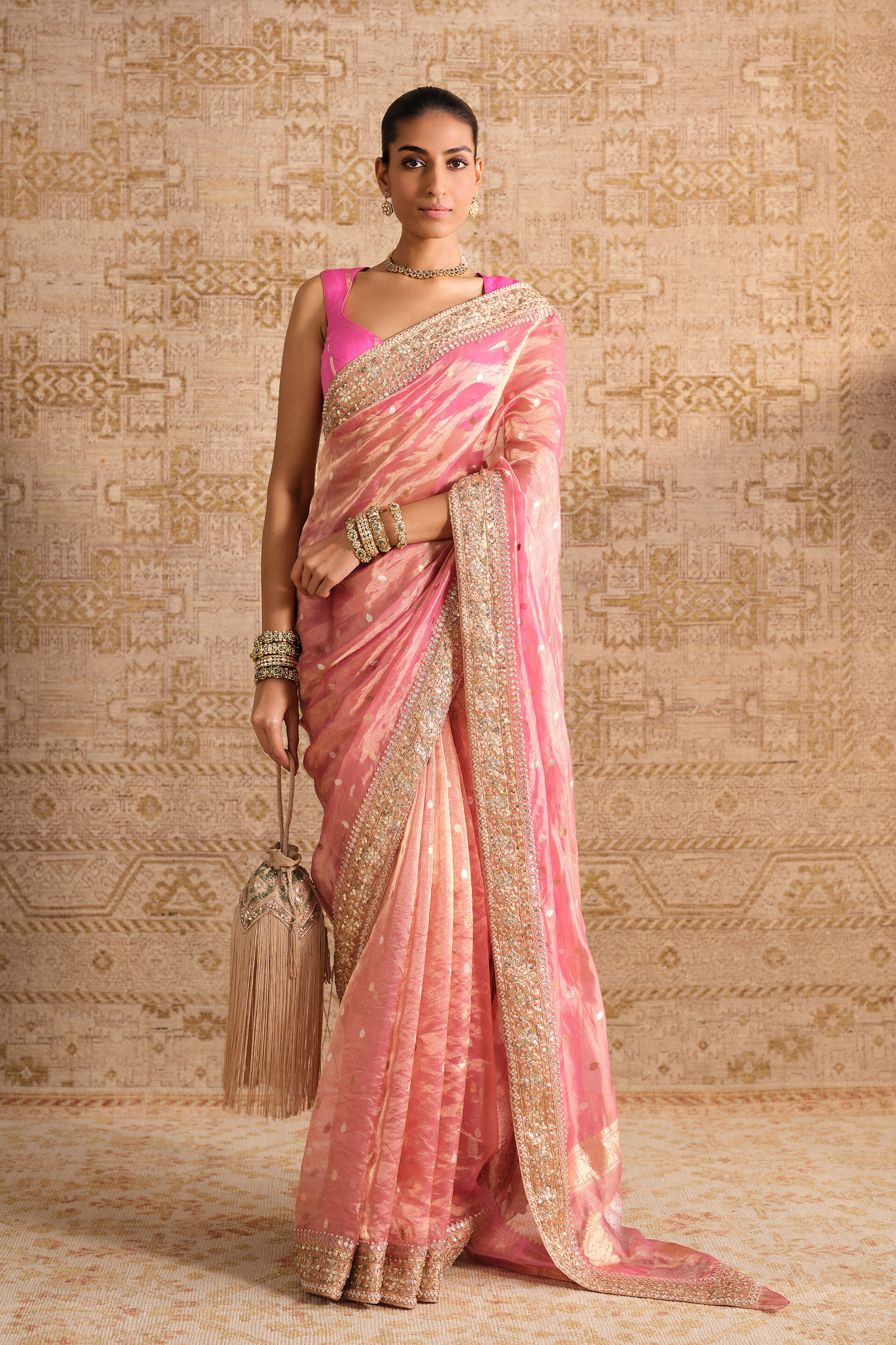 Anvaya Handwoven Benarasi Silk Saree - Blush