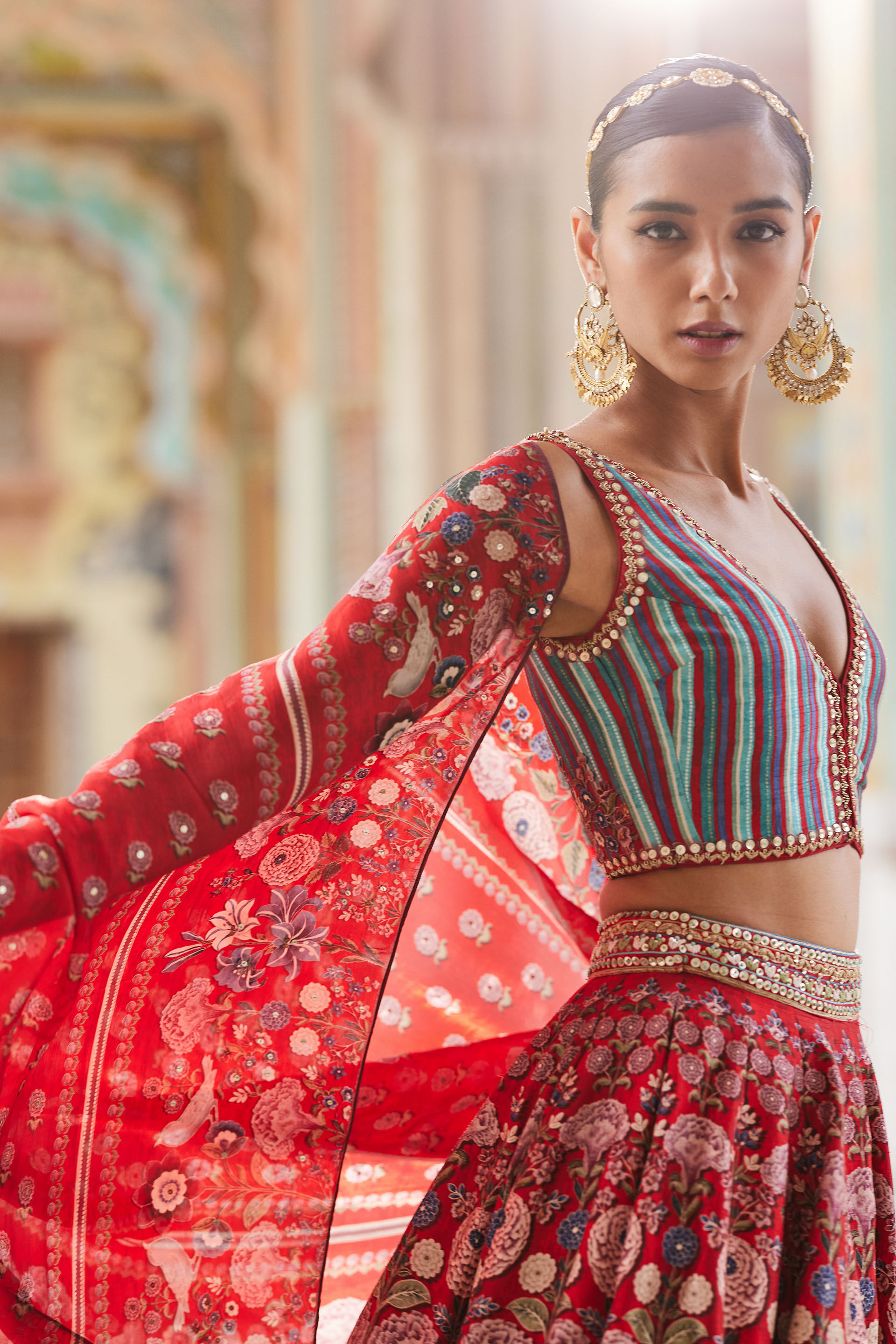 Ghazal Lehenga - Red, Red, image 10