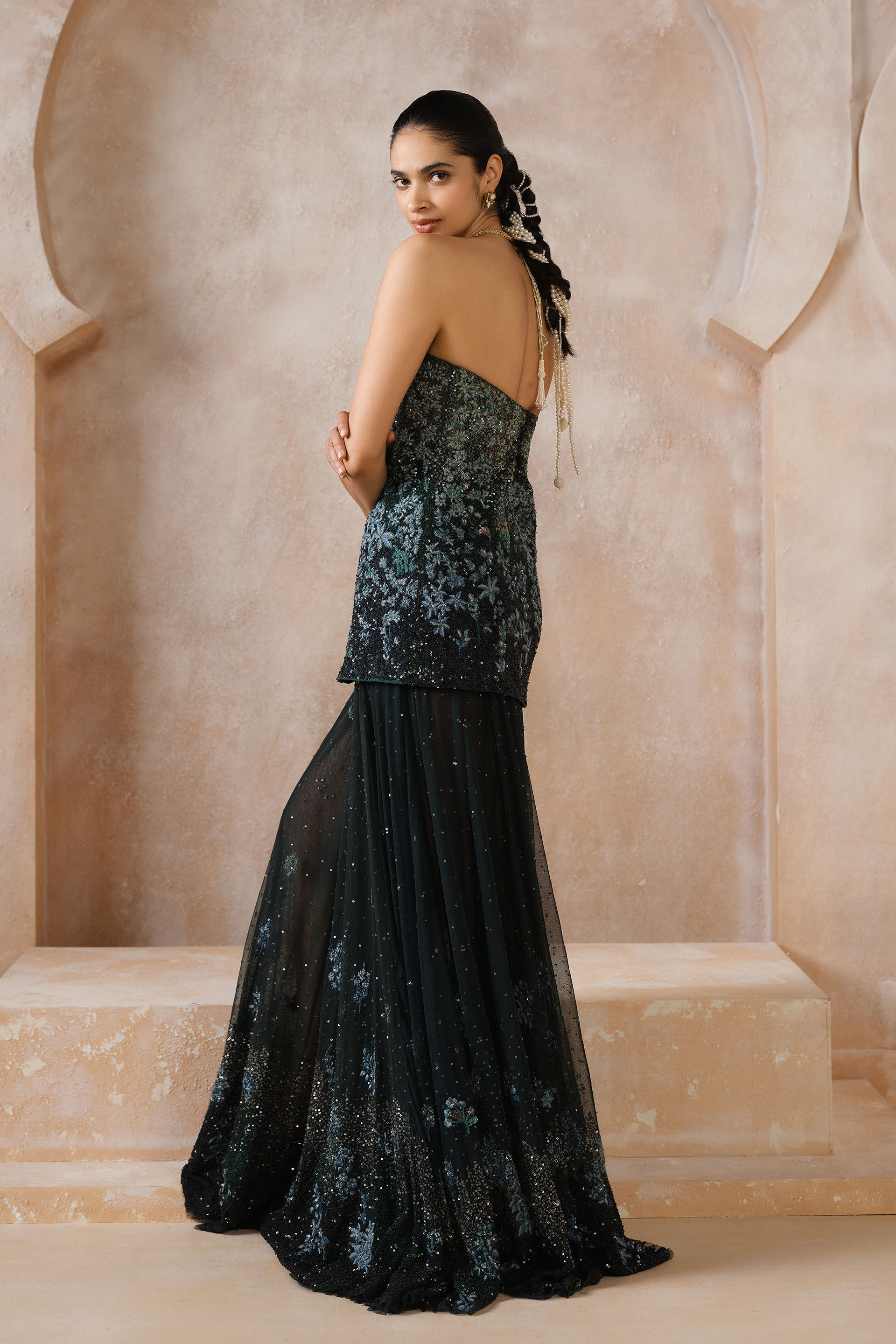 Speranza Embroidered Skirt Set - Green