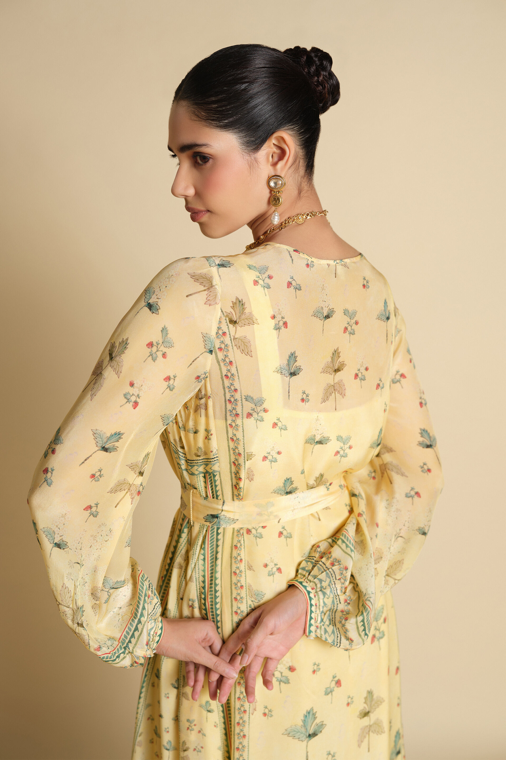 Honeydew Printed Kaftan - Yellow, Yellow, image 5