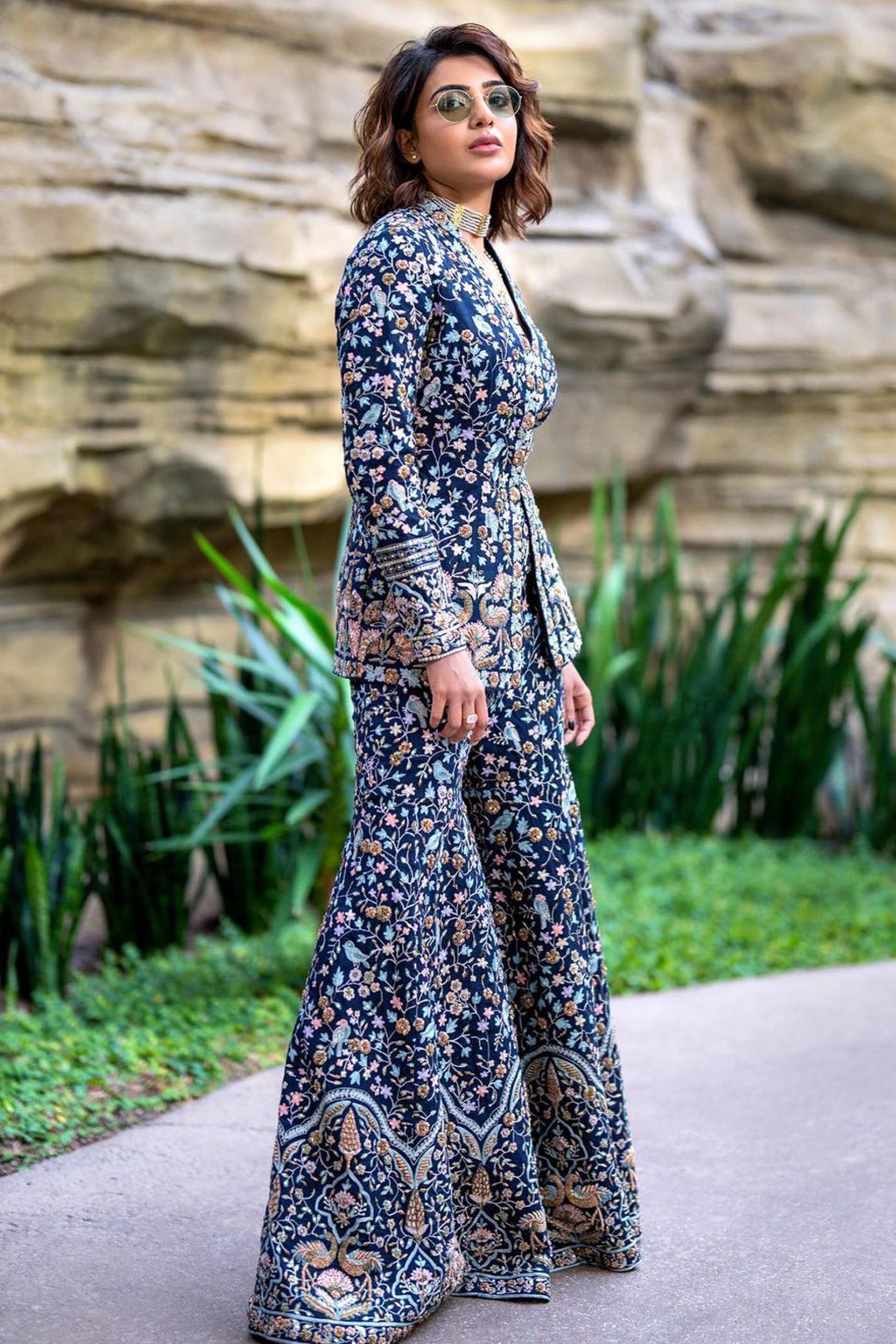 Anupa Zardozi & Resham Silk Jacket Set - Blue, , image 1