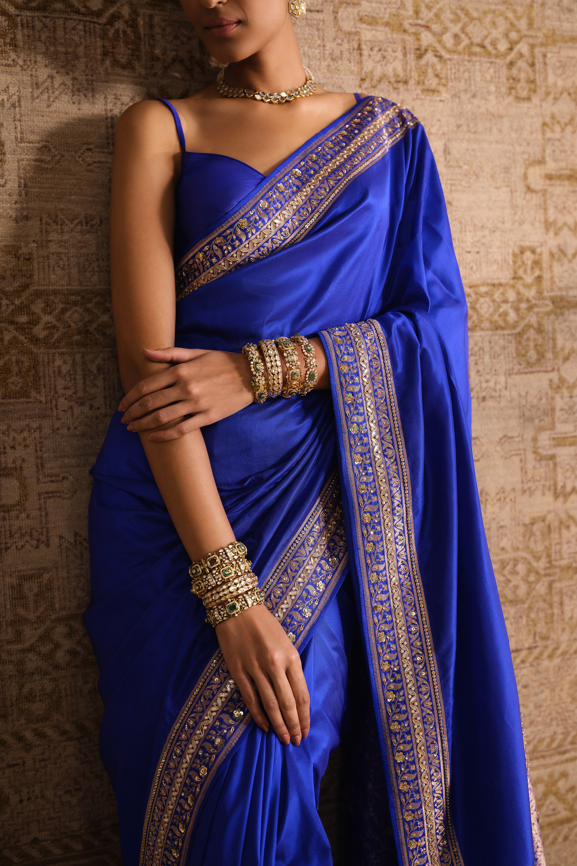 Sumarni Handwoven Benarasi Silk Saree - Blue, Blue, image 4