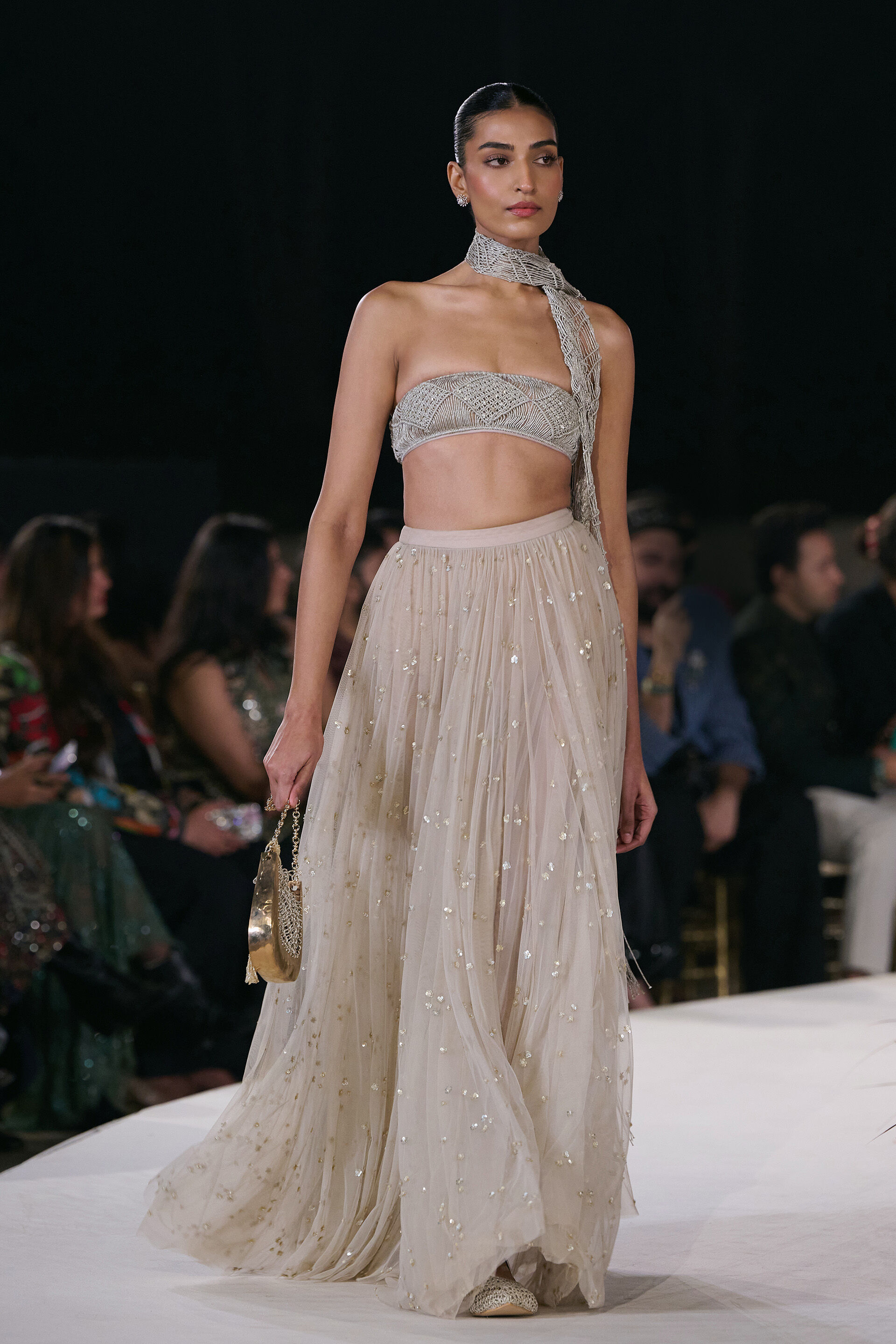 Elmyra Embroidered Macrame Skirt Set - Gold