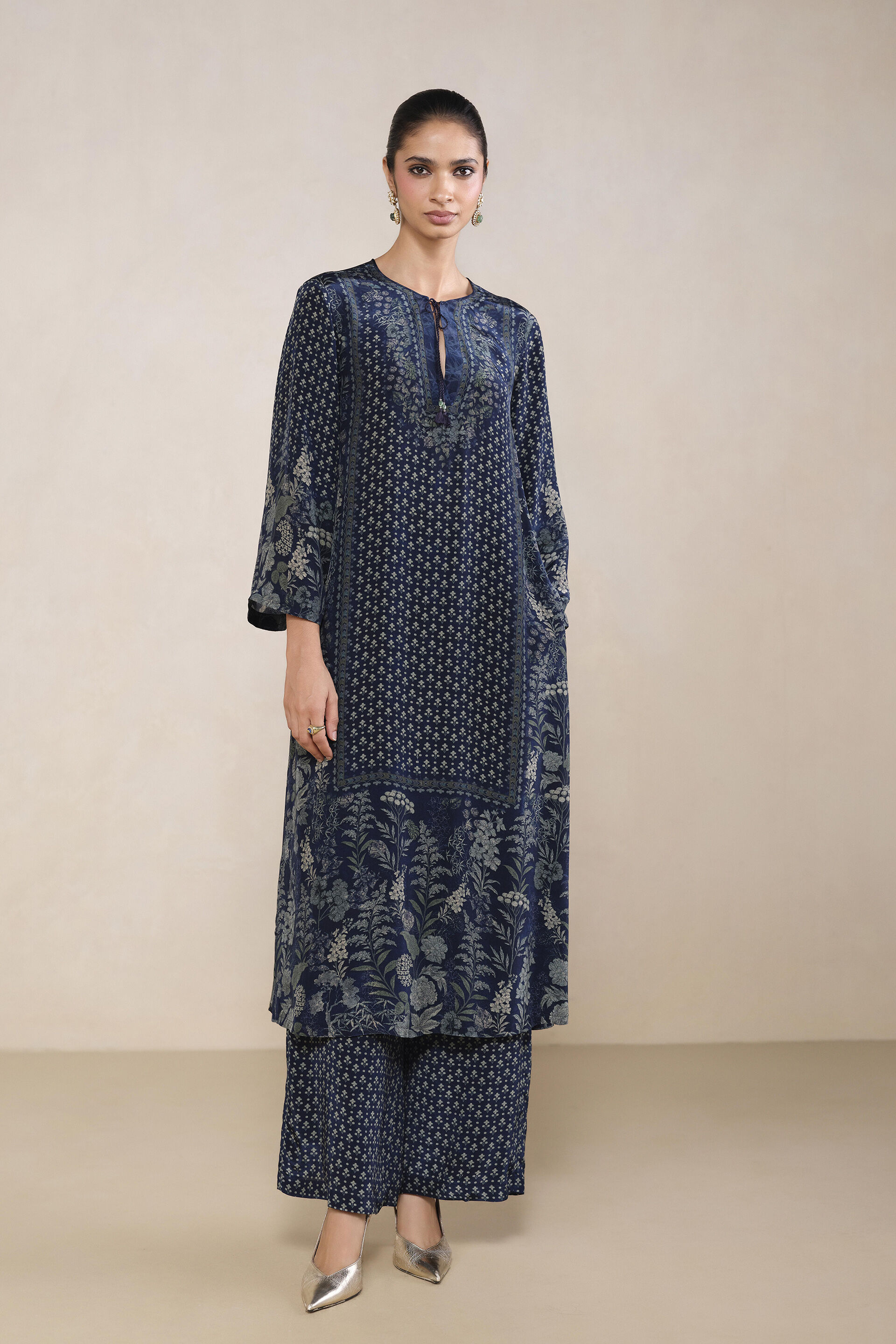 Nira Printed Kurta Set in Blue
