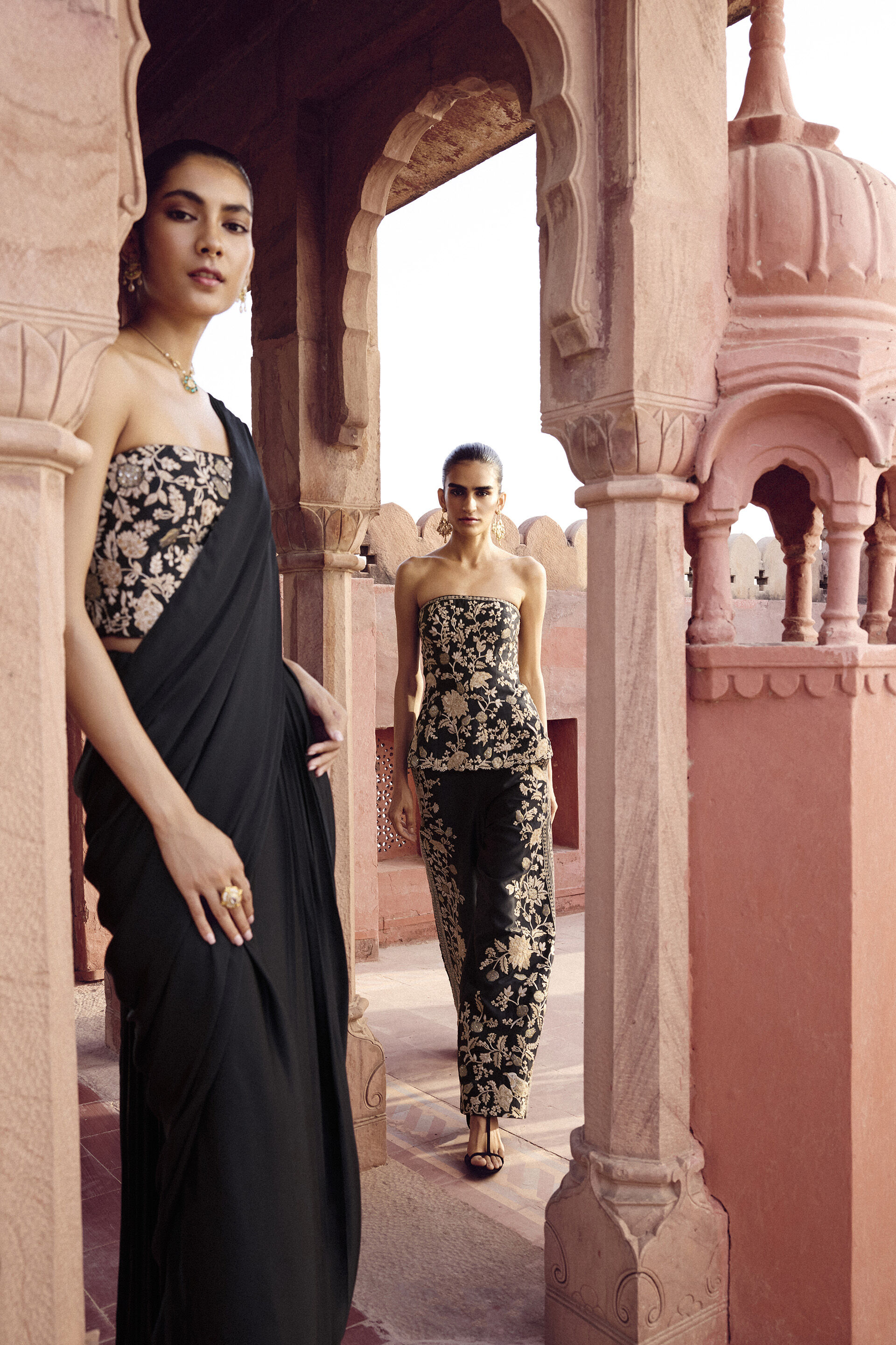 Samara Embroidered Silk Pre-draped Saree - Black, Black, image 9