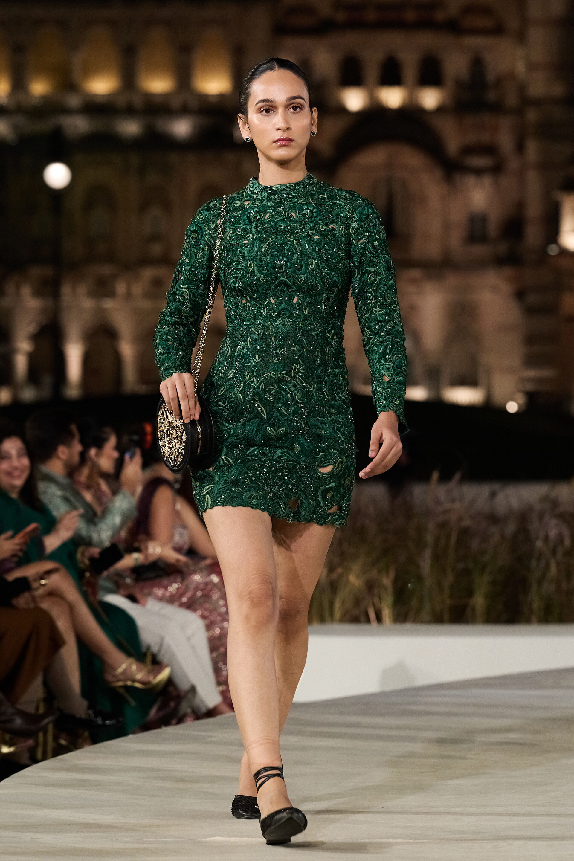 Rainfern Embroidered Applique Silk Mini - Green