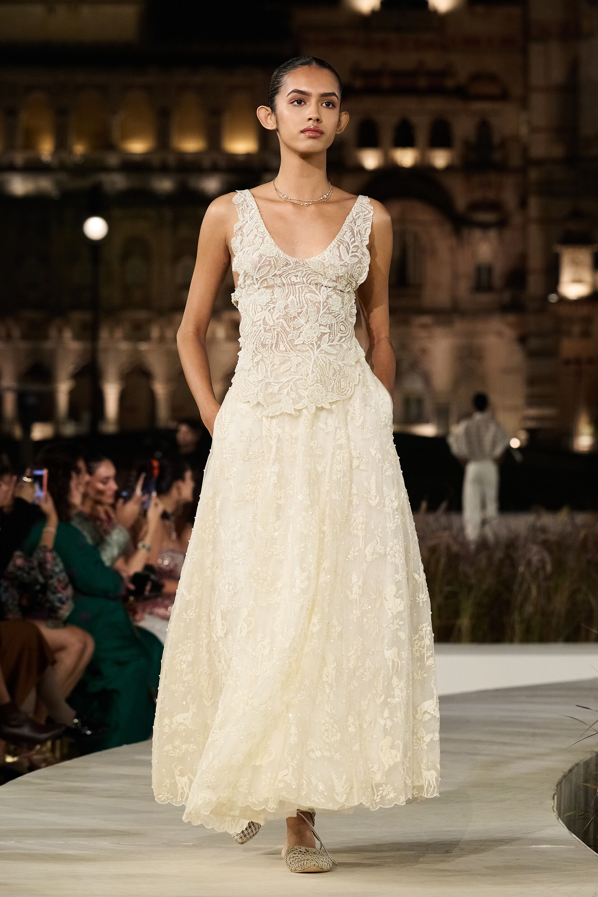 Drysmere Woven Benarasi Skirt Set - Ivory