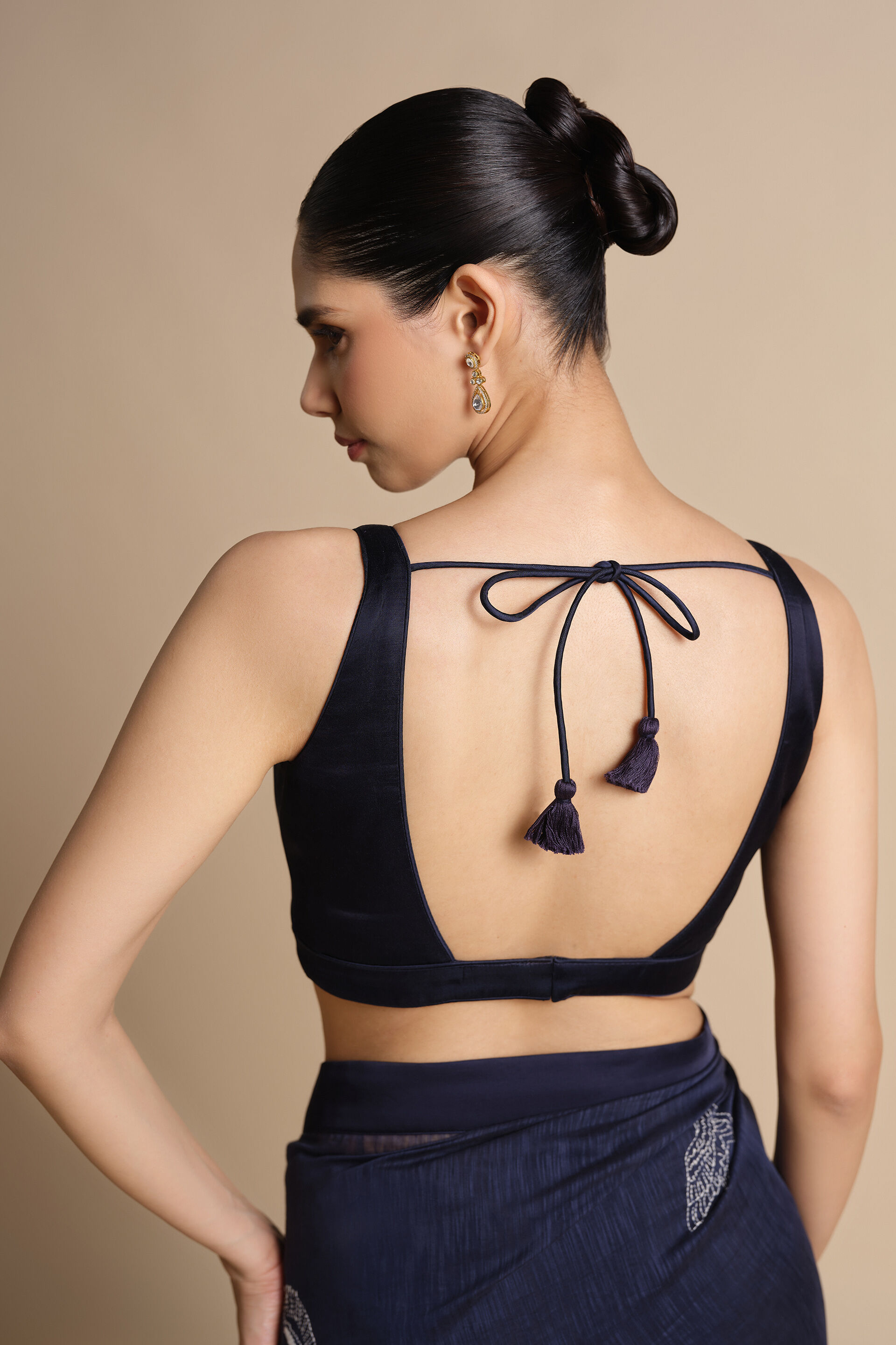 Shahaf Hand-embroidered Kantha Saree - Indigo, Indigo, image 5