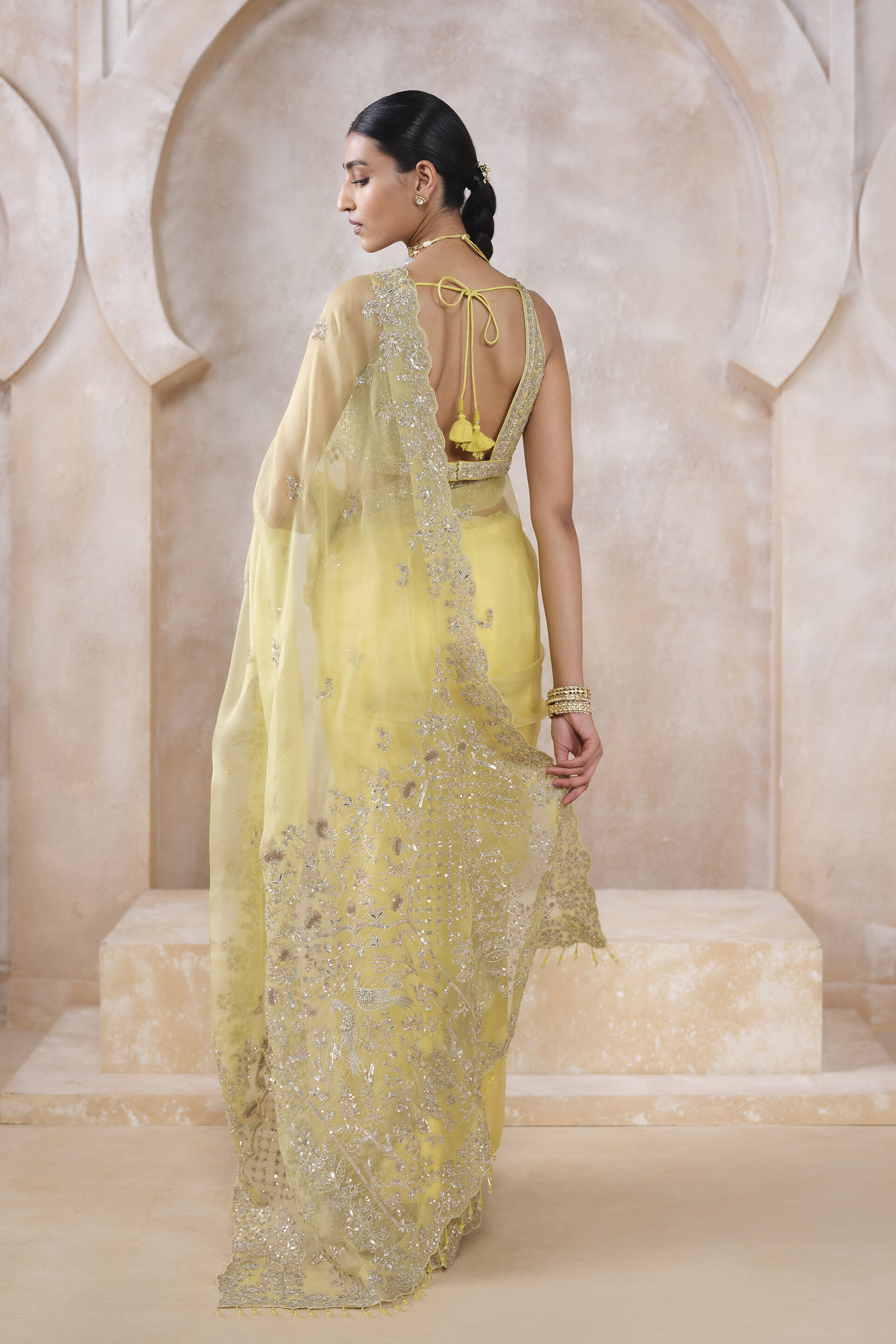 Sharvani Gota Patti Silk Saree - Yellow