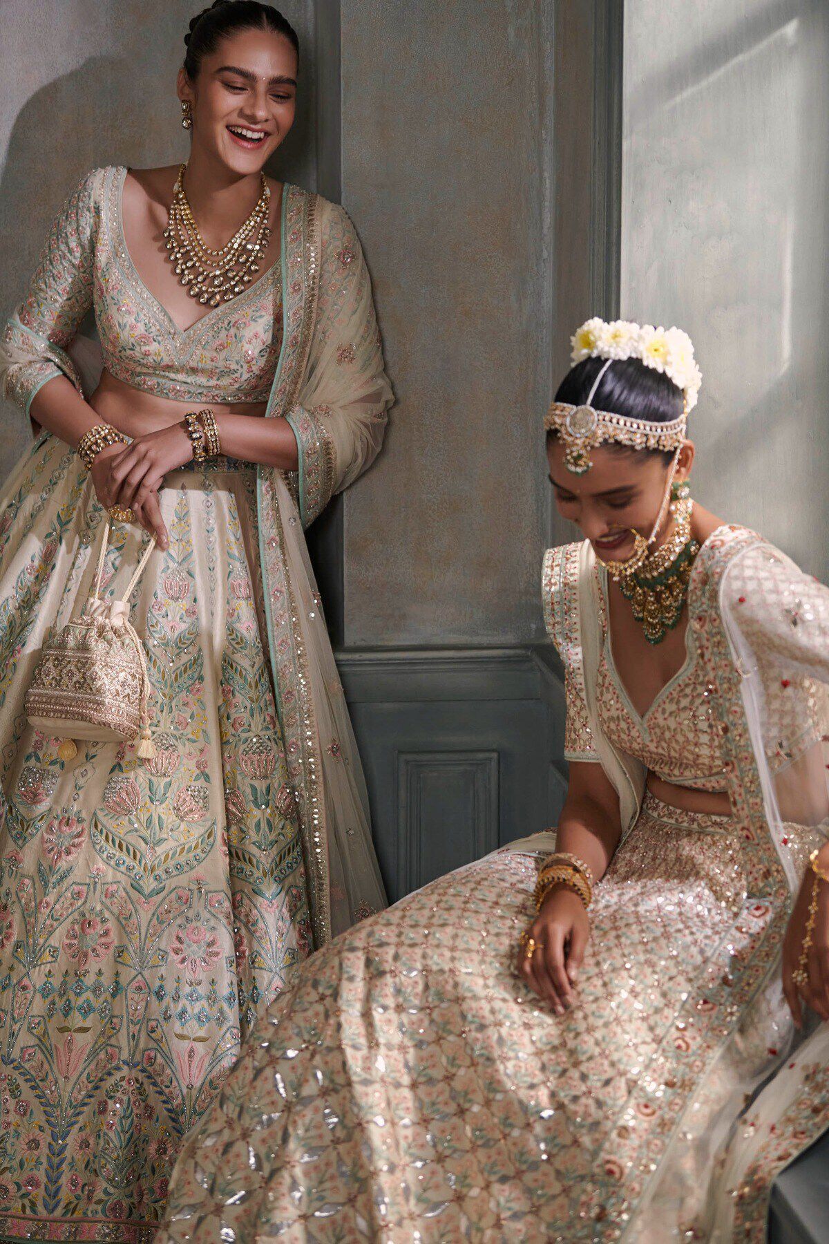 4 - Veena Lehenga Set &ndash; Cream, image 4