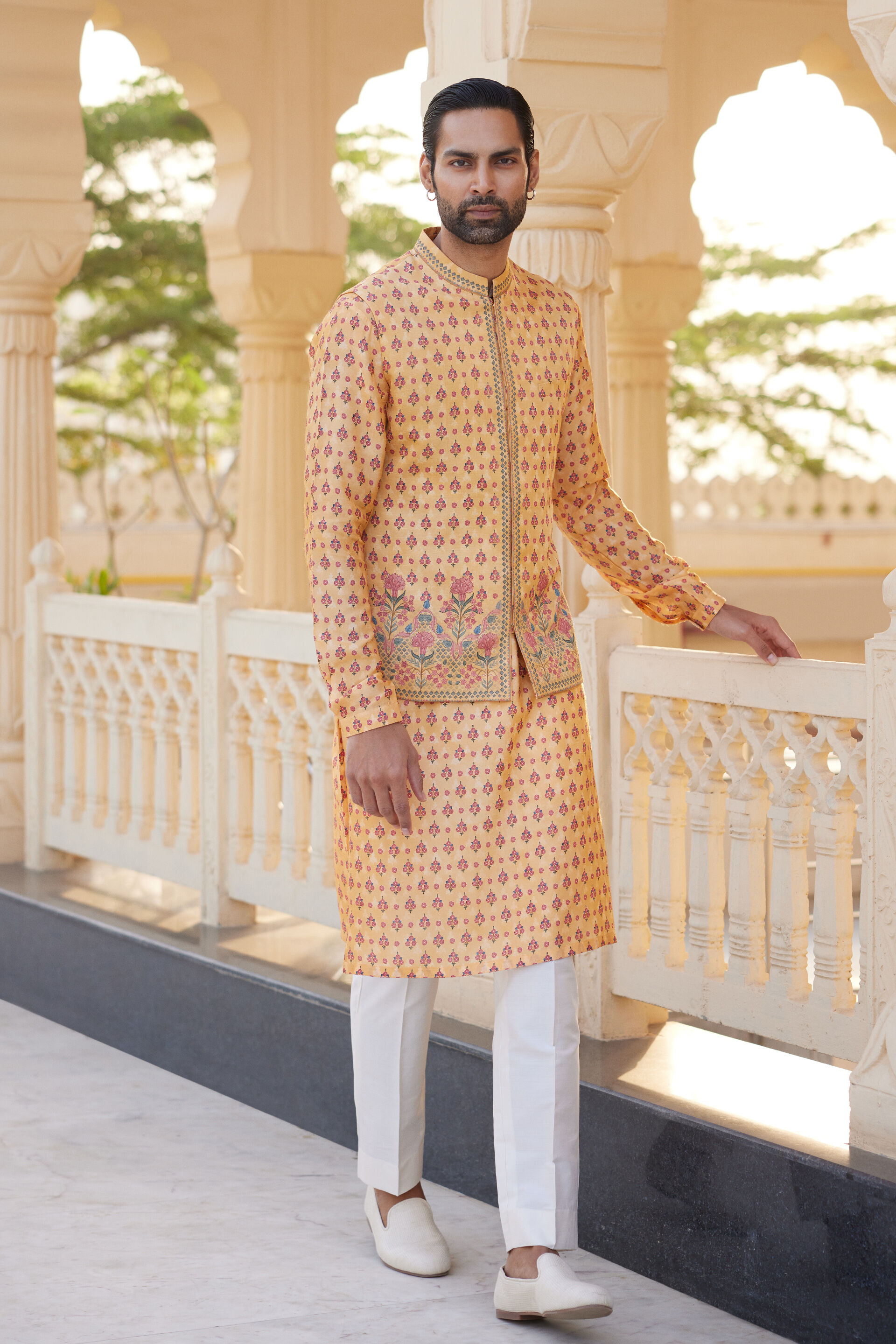 Ashmayu Nehru Jacket - Mustard, Mustard, image 1
