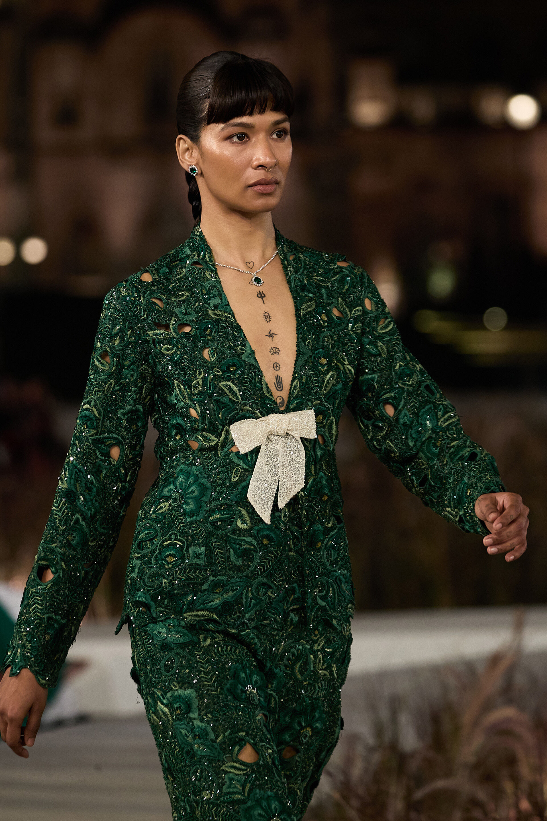 Rainfern Embroidered Applique Co-ord - Green